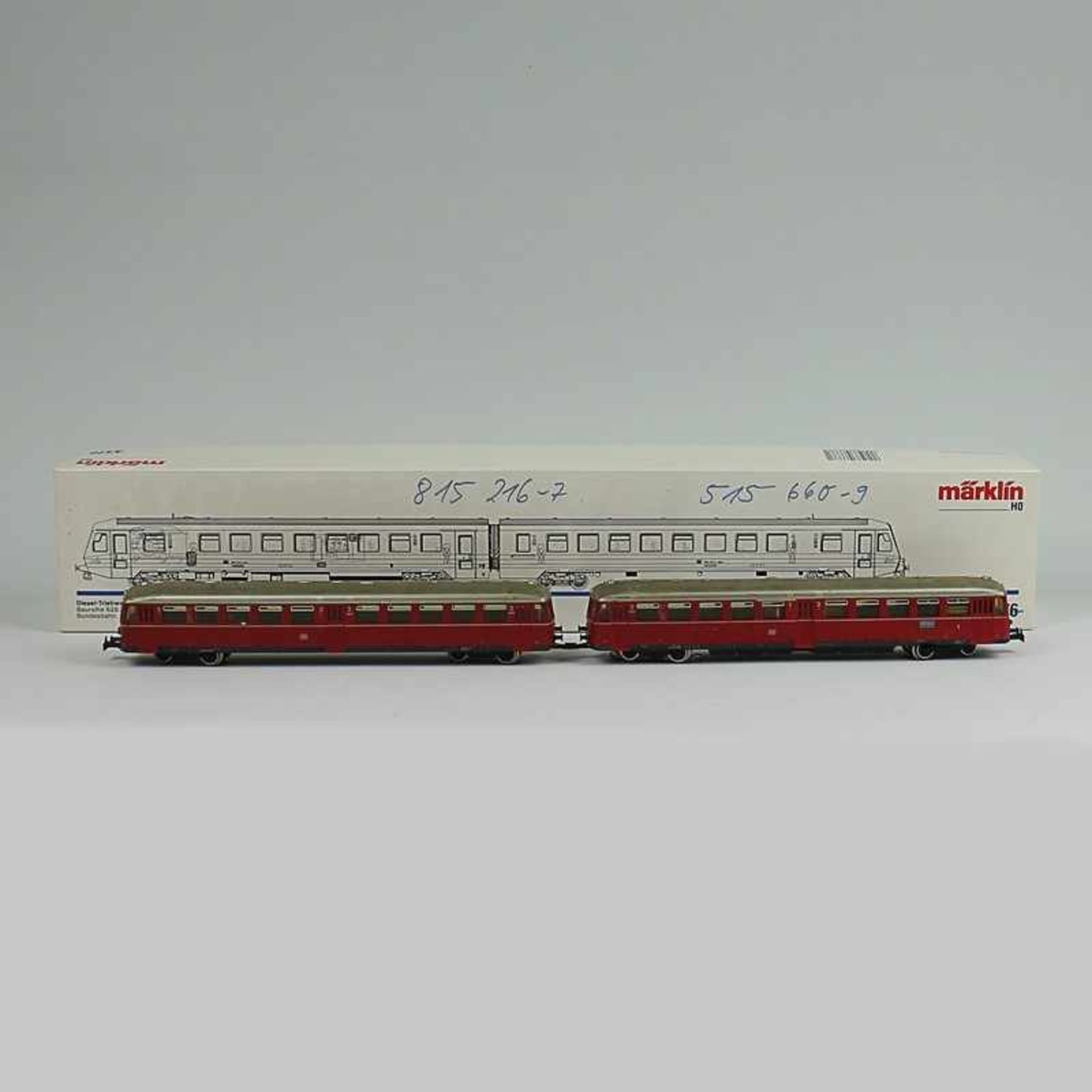 Märklin - Eisenbahn Triebwagenzug, H0, 3076, BN 815 216-7 der DB, rot, Gleichstrom, OK nicht