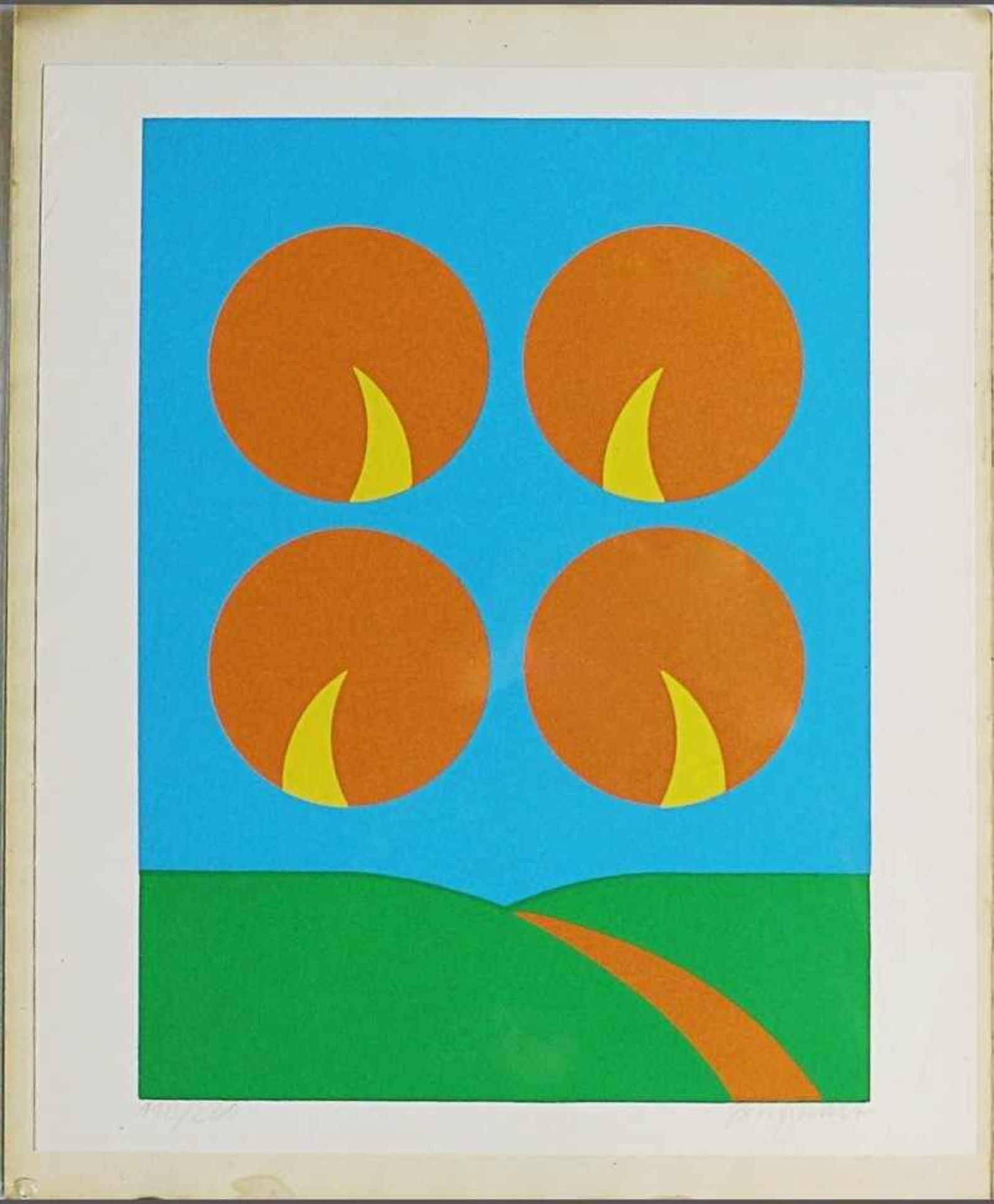 Burghart, Toni "Vier Kreise in der Landschaft", Farbserigrafie, li. un. num. 118/220, re. un. sign.,