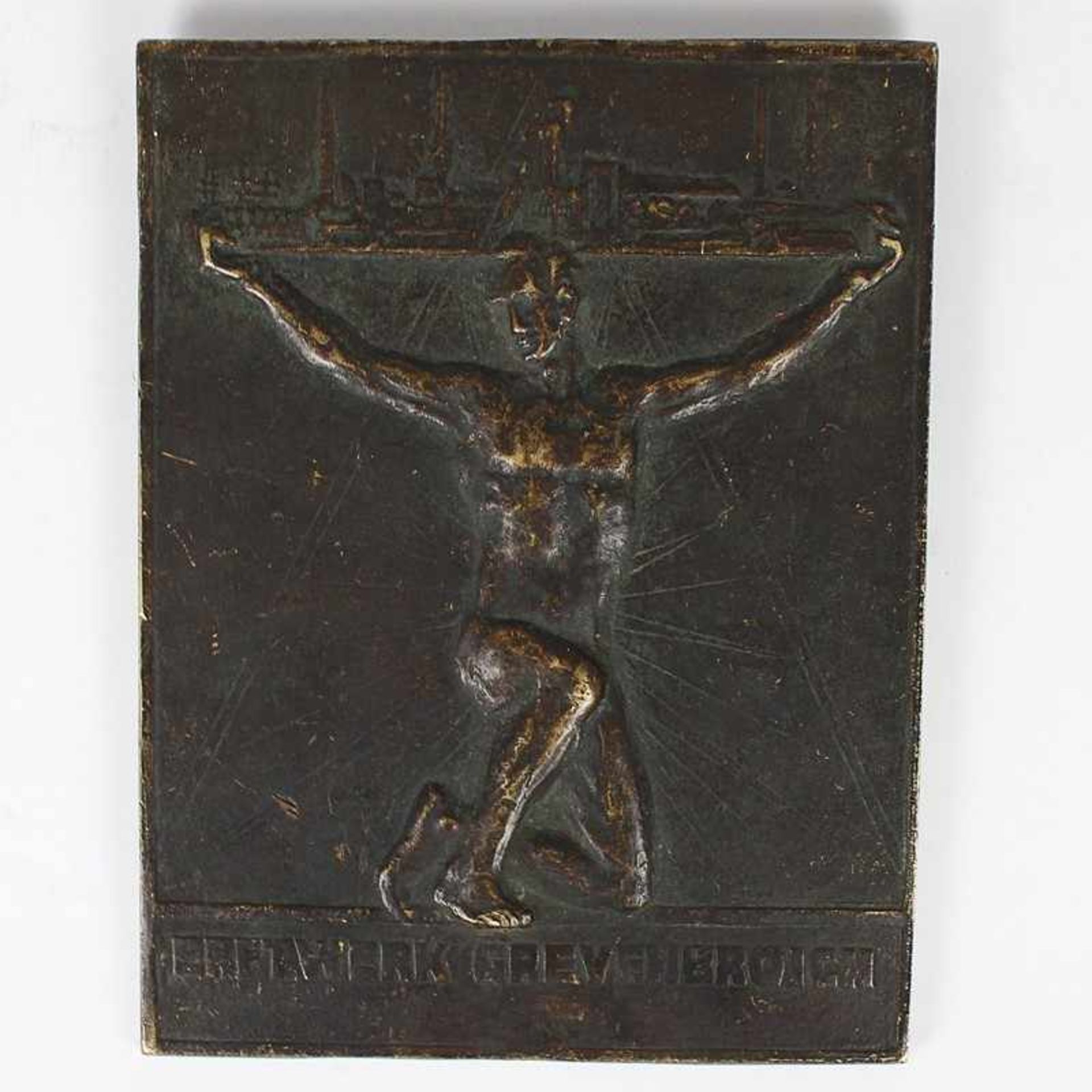 Reliefplatte um1900, Bronze, Friedrich Woehler, 1800-1880, Erftwerk Grevenbroich, sign. Wiese,