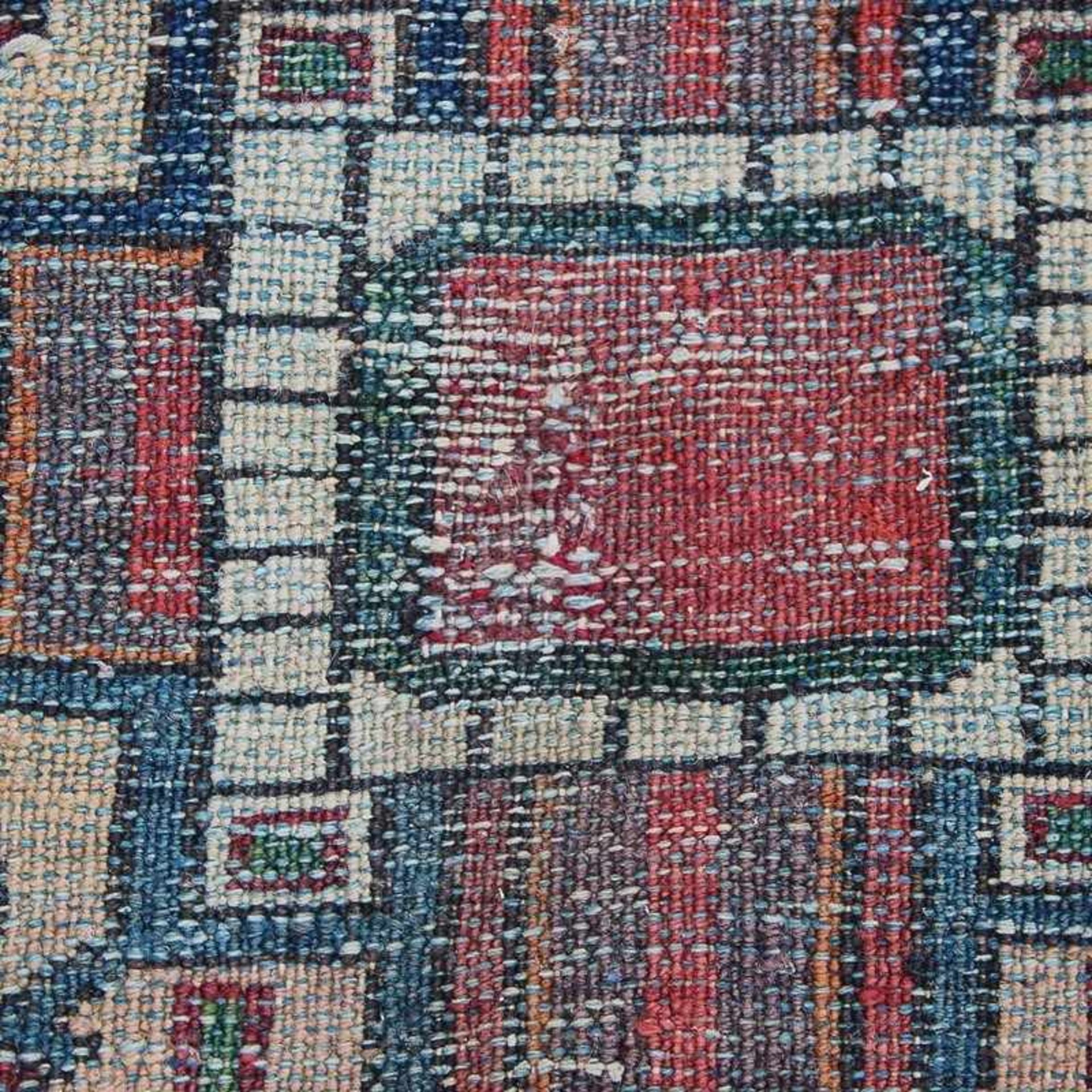 Orientbrücke 1.V.20.Jh., Iran, Afschar, Baumwolle/Wolle, handgeknüpft, Doppelmedaillon, geometrisch, - Bild 4 aus 6