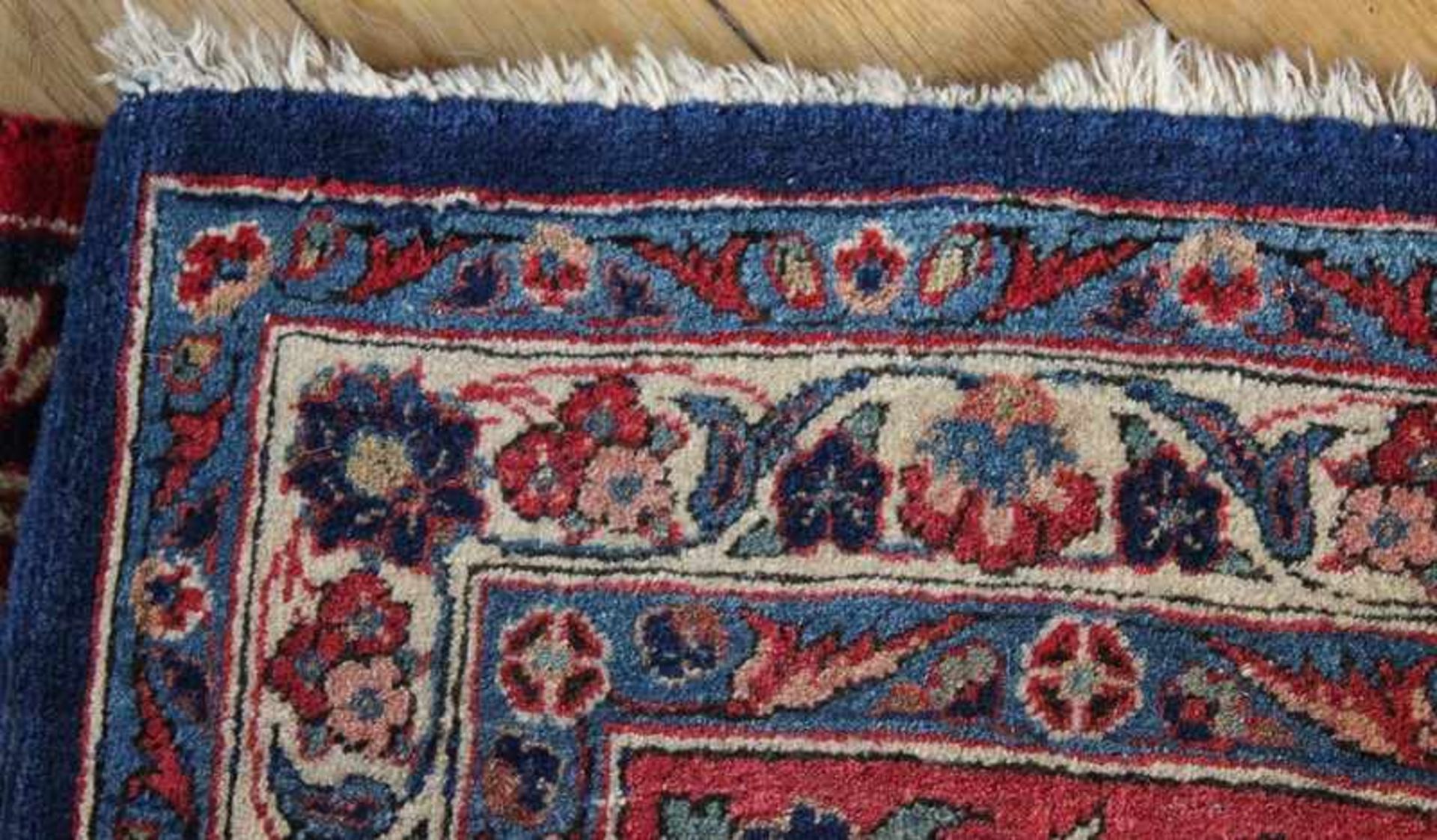 Orientteppich Anf.20.Jh., Persien, Keshan, Baumwolle/Korkwolle, handgeknüpft, blaues Feld mit - Bild 9 aus 11