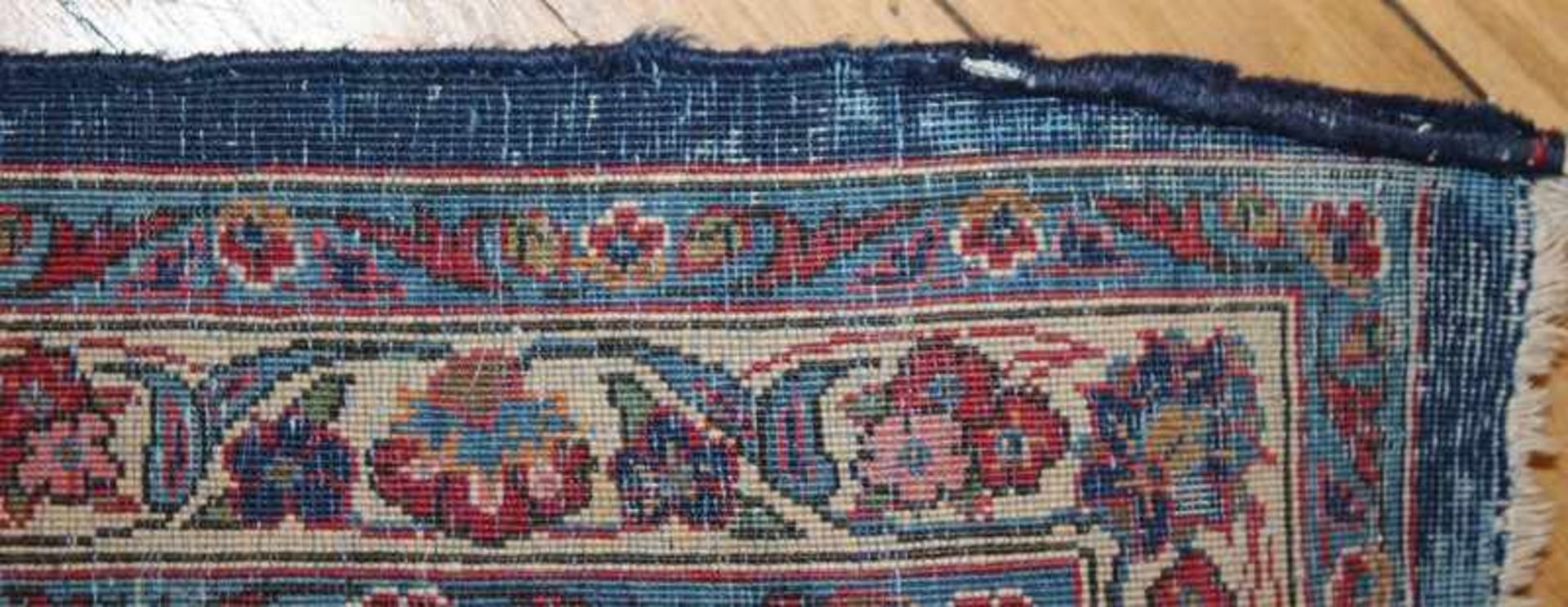Orientteppich Anf.20.Jh., Persien, Keshan, Baumwolle/Korkwolle, handgeknüpft, blaues Feld mit - Bild 2 aus 11
