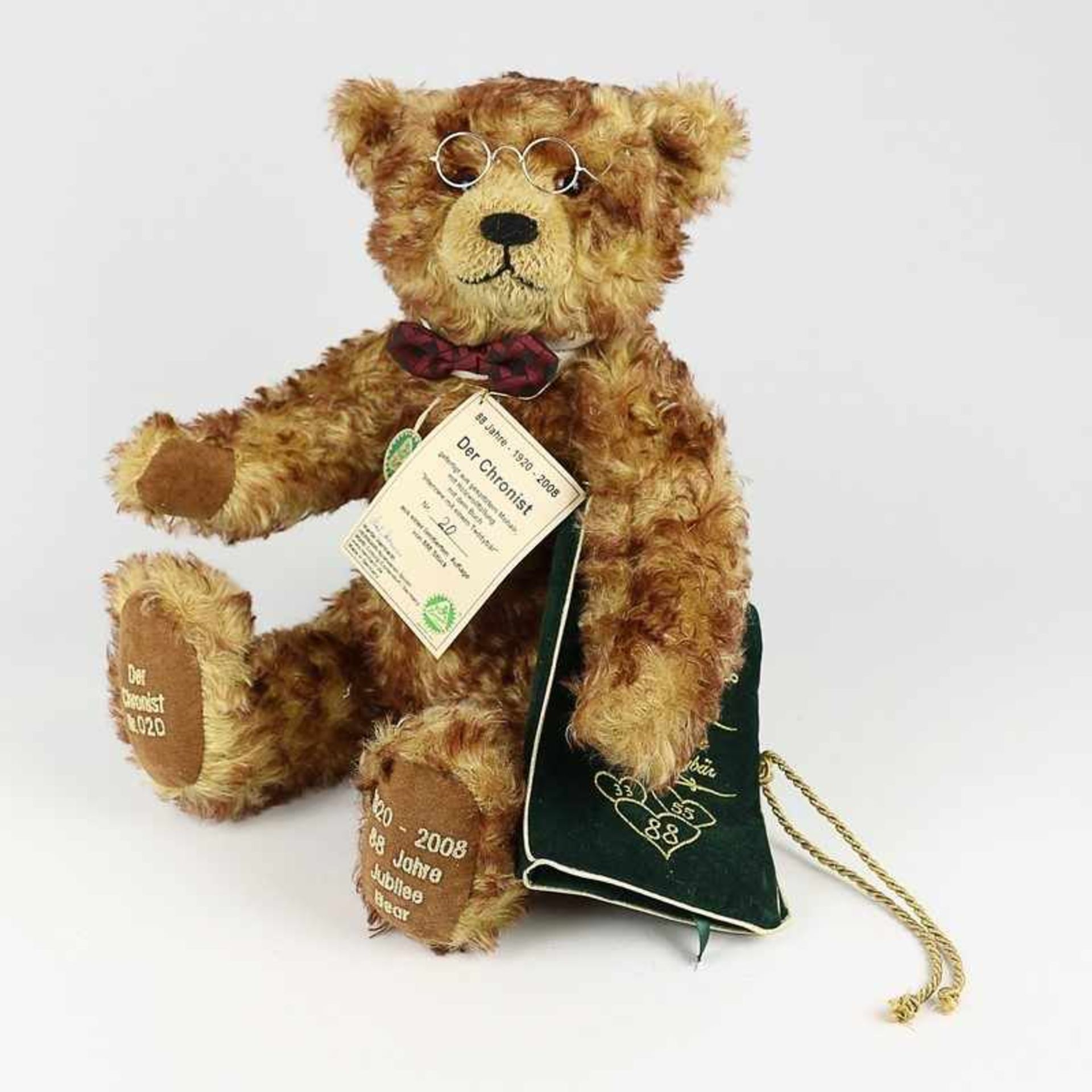 Hermann - Plüschtier Teddy, Sammlerbär, Der Chronist, 88 Jahre - 1920-2008, mit dem Buch "