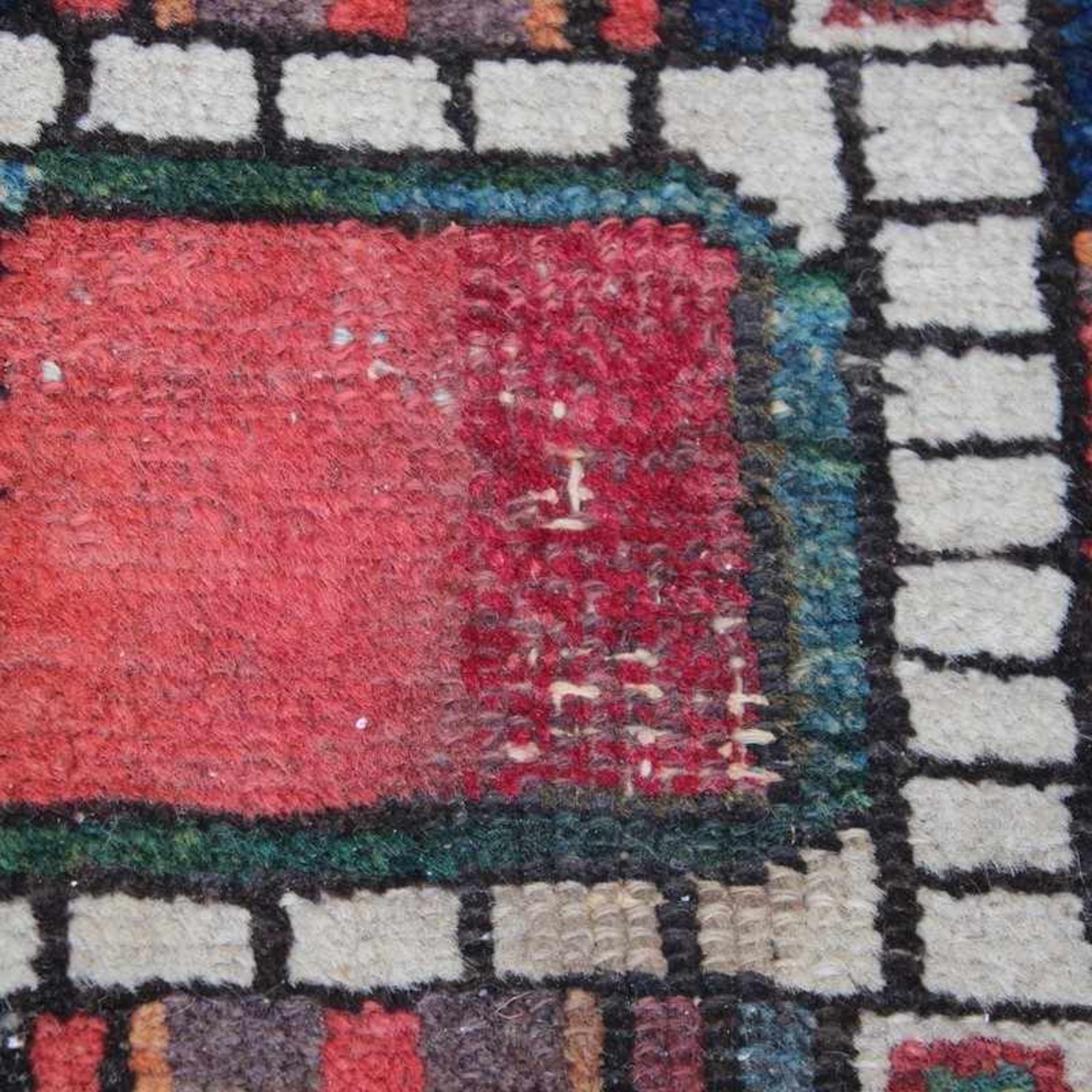 Orientbrücke 1.V.20.Jh., Iran, Afschar, Baumwolle/Wolle, handgeknüpft, Doppelmedaillon, geometrisch, - Bild 5 aus 6