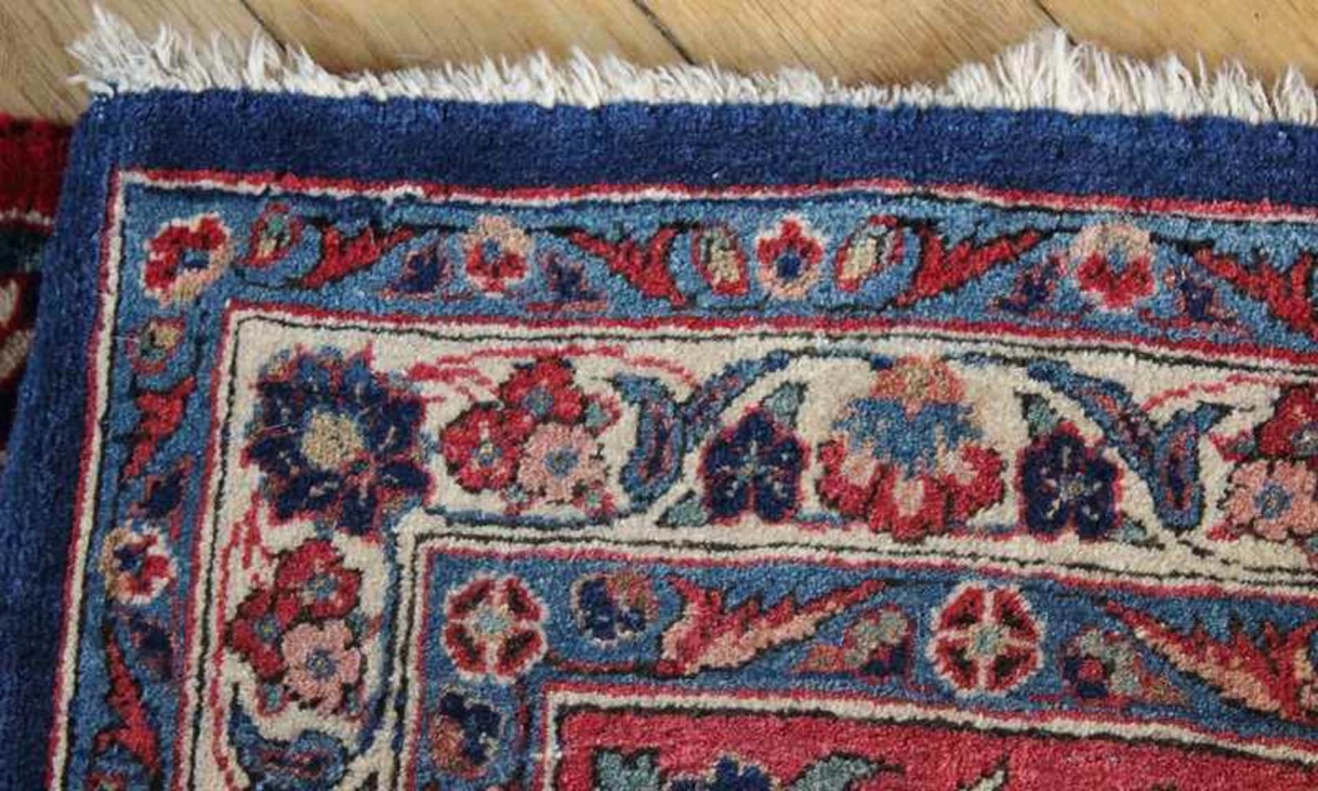 Orientteppich Anf.20.Jh., Persien, Keshan, Baumwolle/Korkwolle, handgeknüpft, blaues Feld mit - Bild 5 aus 11