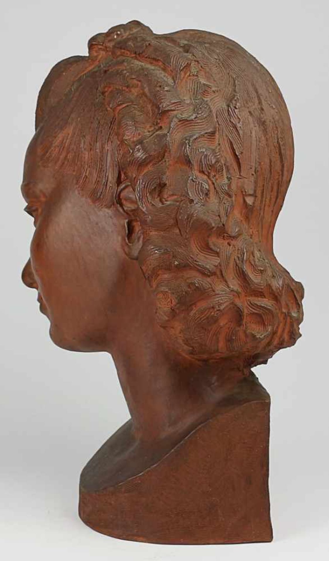 Gerz-Schenk, Herta - Skulptur 1940erJahre, rs. sign.,1943, roter Scherben, Frauenkopf mit - Bild 4 aus 6