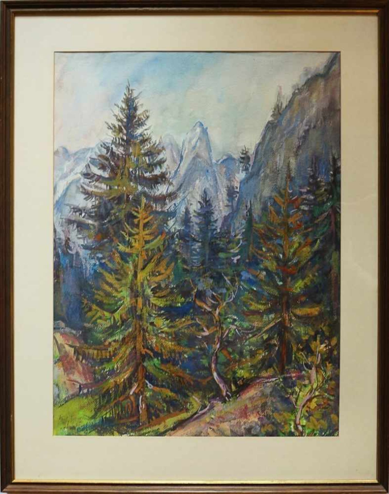 Dörrfuß, Karl 1906 Fürth-1984 ebd., dt. Maler u. Plastiker, "Im Gebirge", Aquarell, intensive