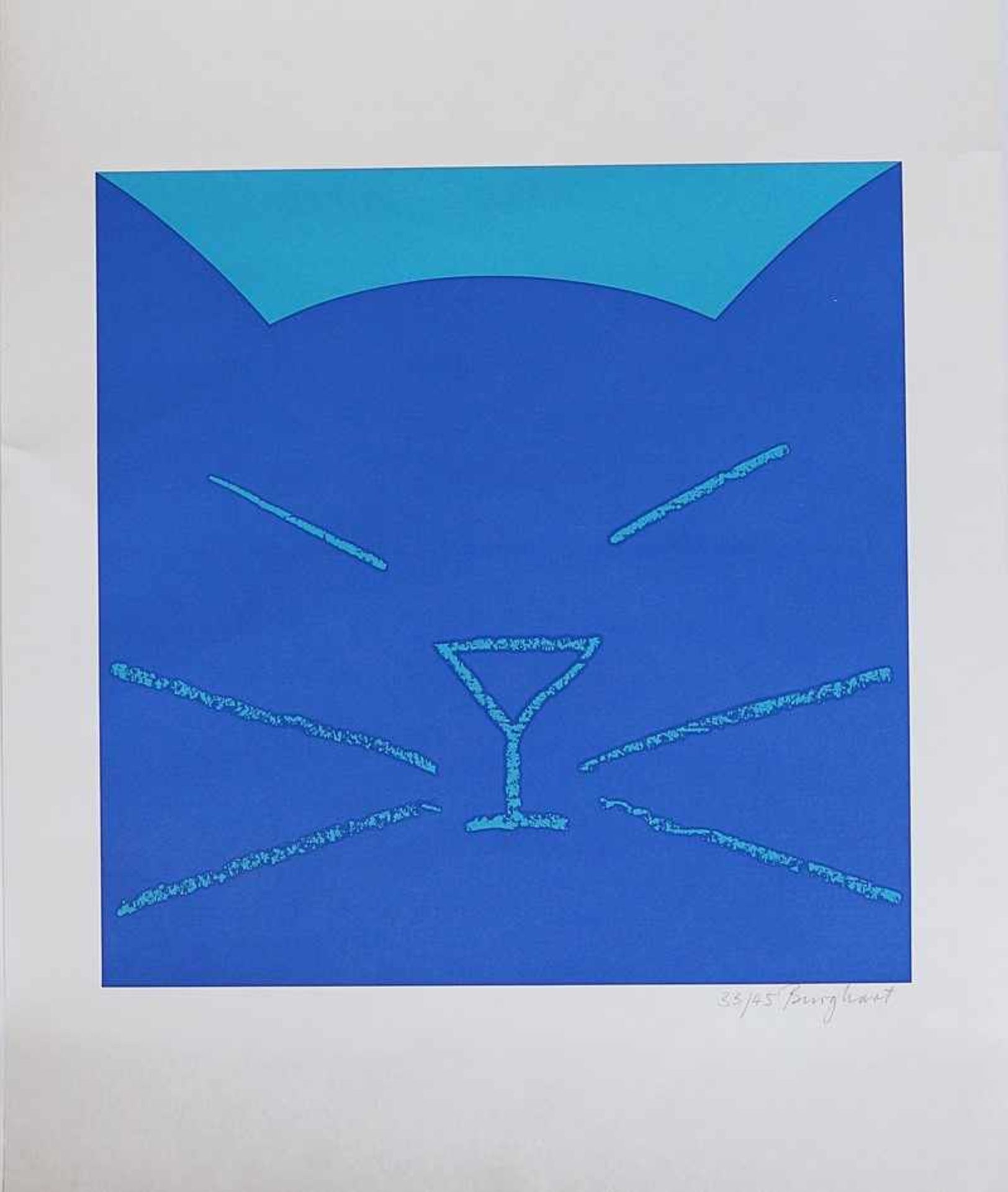 Burghart, Toni "Blaue Katze", Farbserigrafie, re. un. num. 33/45 u. sign., gerollt, min.