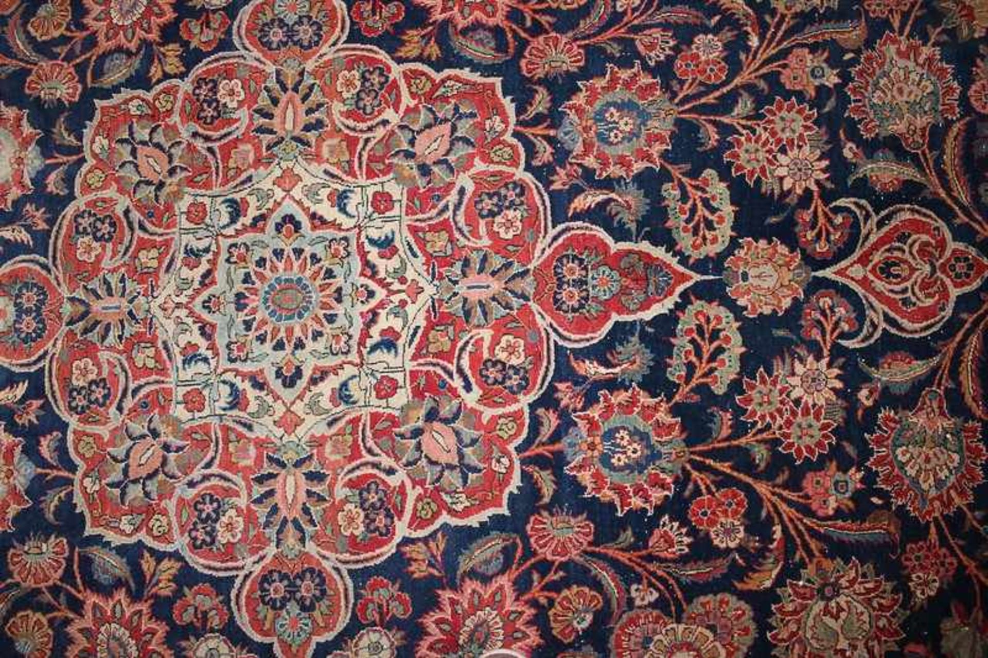 Orientteppich Anf.20.Jh., Persien, Keshan, Baumwolle/Korkwolle, handgeknüpft, blaues Feld mit - Bild 11 aus 11