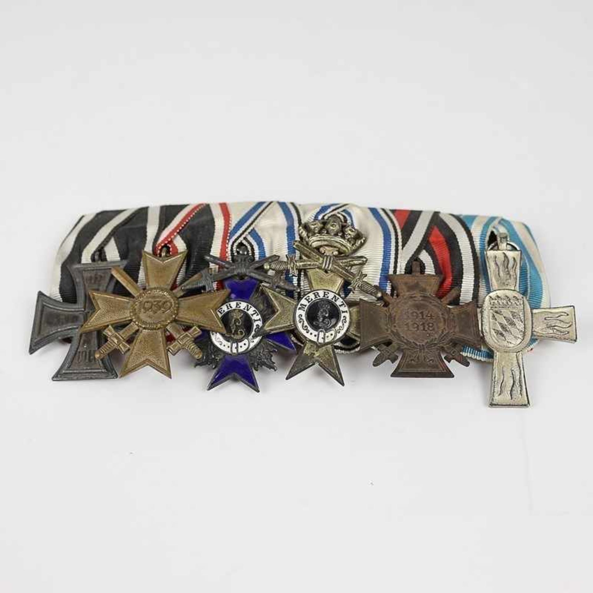 Ordenschnalle - Dt./3.Reich 6 St., 1x Eisernes Kreuz 2. Klasse 1813/1914,1x Kriegsverdienstkreuz