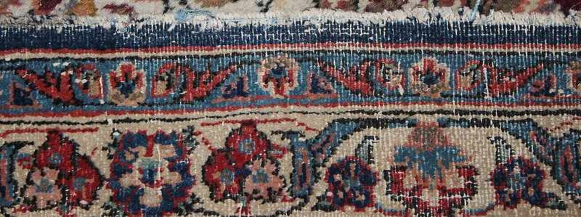Orientteppich Anf.20.Jh., Persien, Keshan, Baumwolle/Korkwolle, handgeknüpft, blaues Feld mit - Bild 6 aus 11