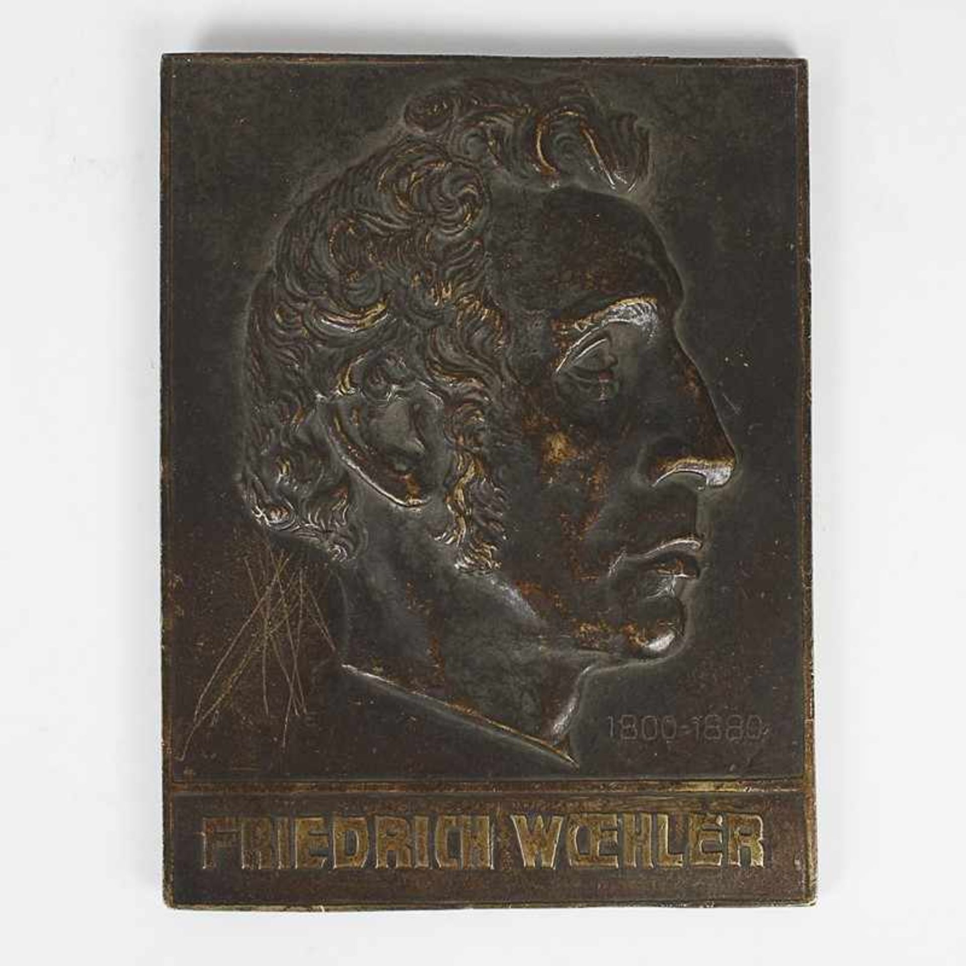 Reliefplatte um1900, Bronze, Friedrich Woehler, 1800-1880, Erftwerk Grevenbroich, sign. Wiese, - Bild 2 aus 2
