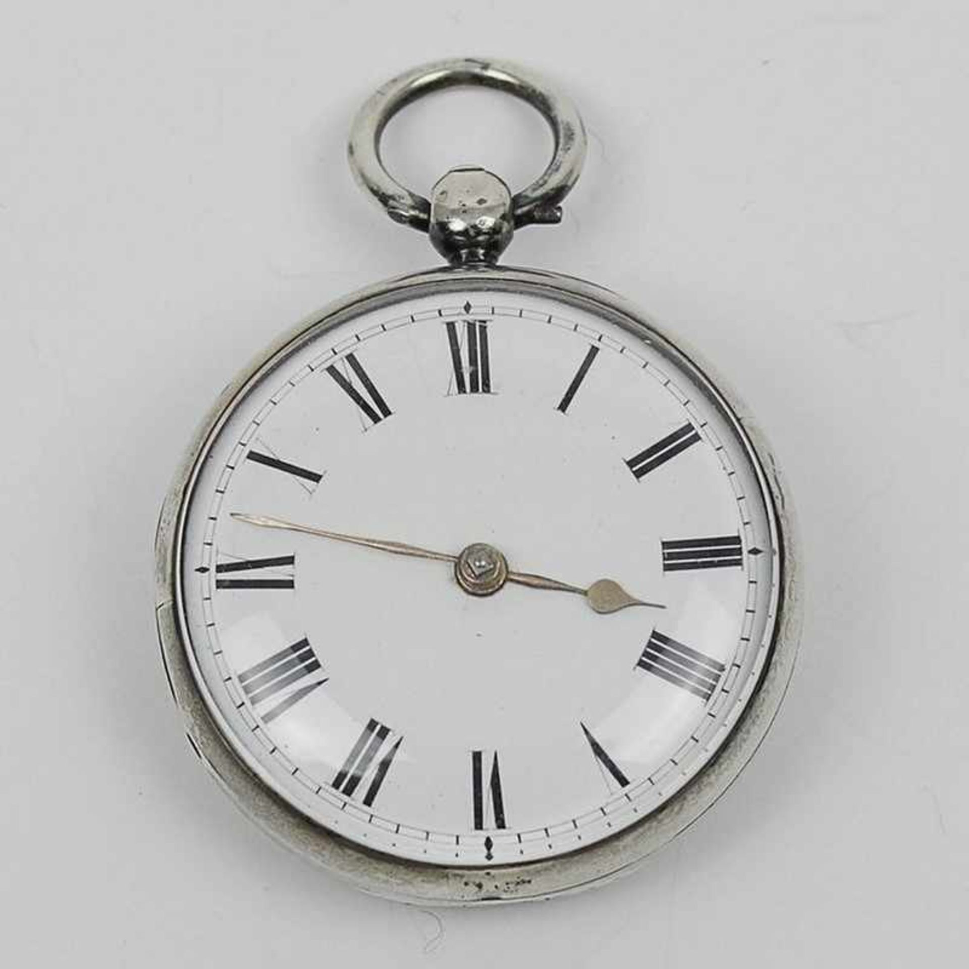 Herrentaschenuhr um 1820, Si, rund, Dca.4,5cm, weißes Emailzifferblatt, röm. Ziffern, vergold.