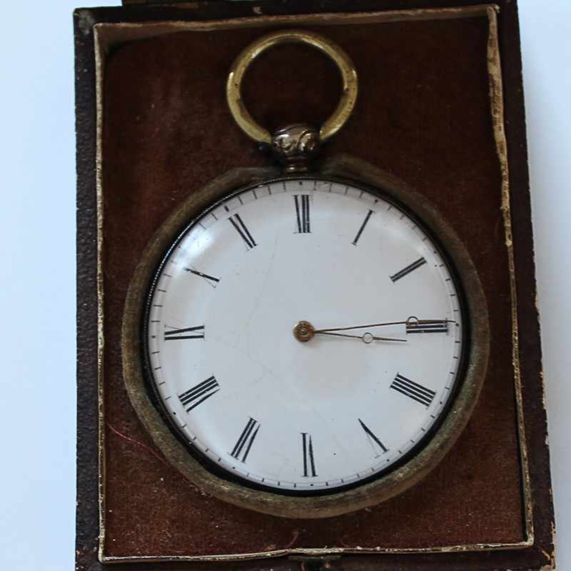 Herrentaschenuhr um 1870, Si, Lepine-Gehäuse, Dca.4,3cm, weißes Emailzifferblatt, röm. Ziffern,