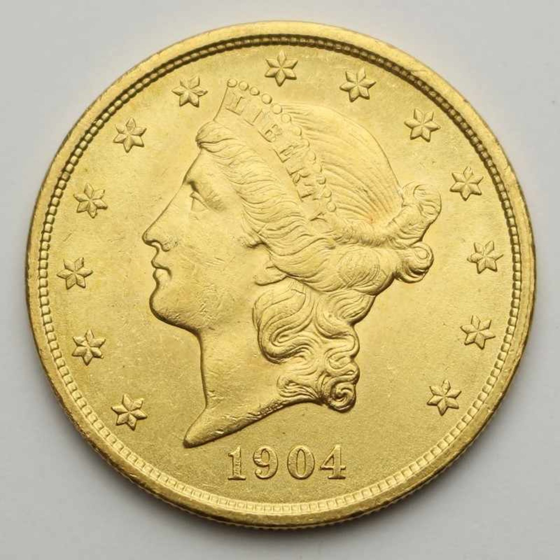 Gold - USA 20 Dollar 1904 Liberty Head, D 34mm, G 33,4g, stgl