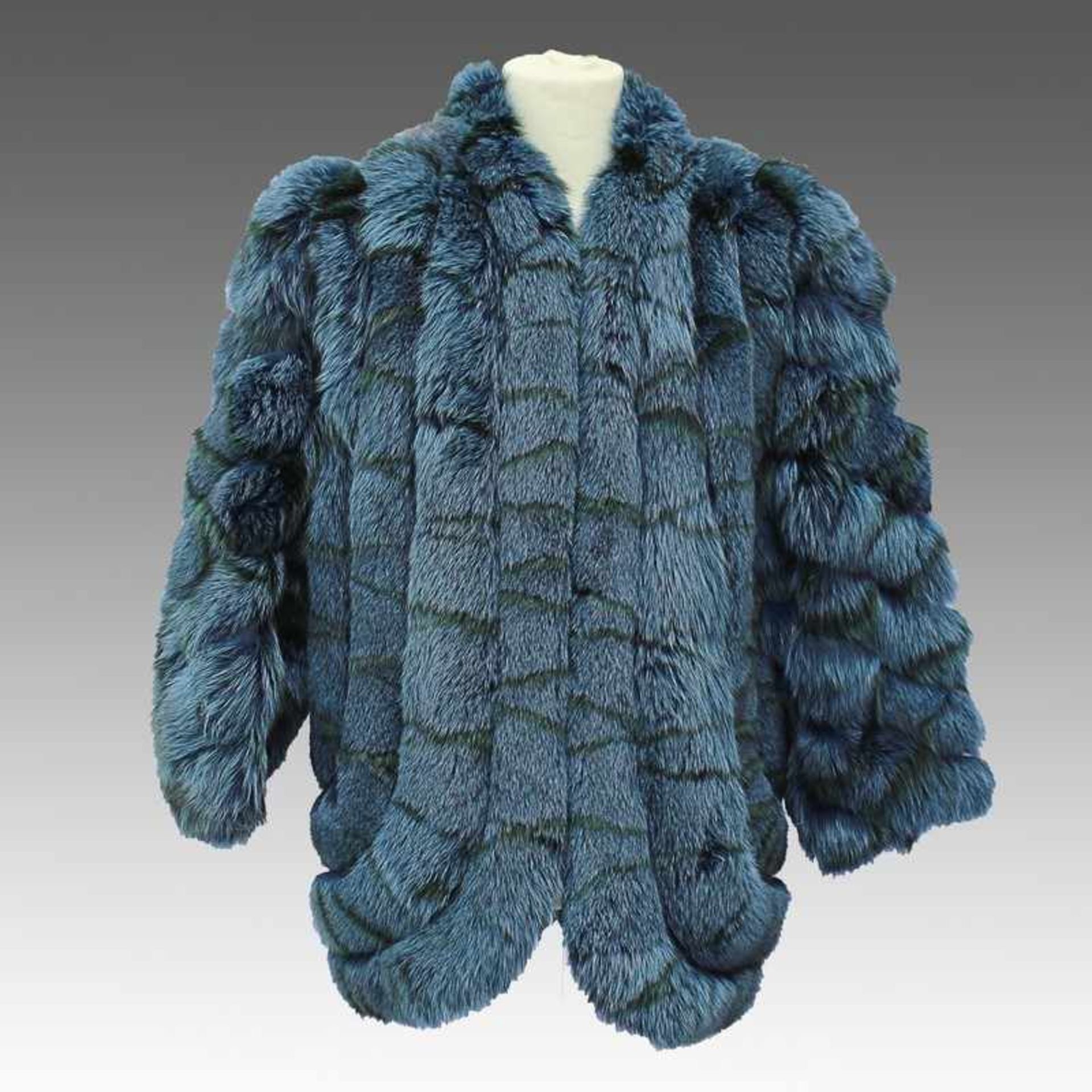 Pelzjacke Fuchs, blau eingefärbt, Finnland, gebauschte Ärmel, min. Alterssp., ca. Gr. 40