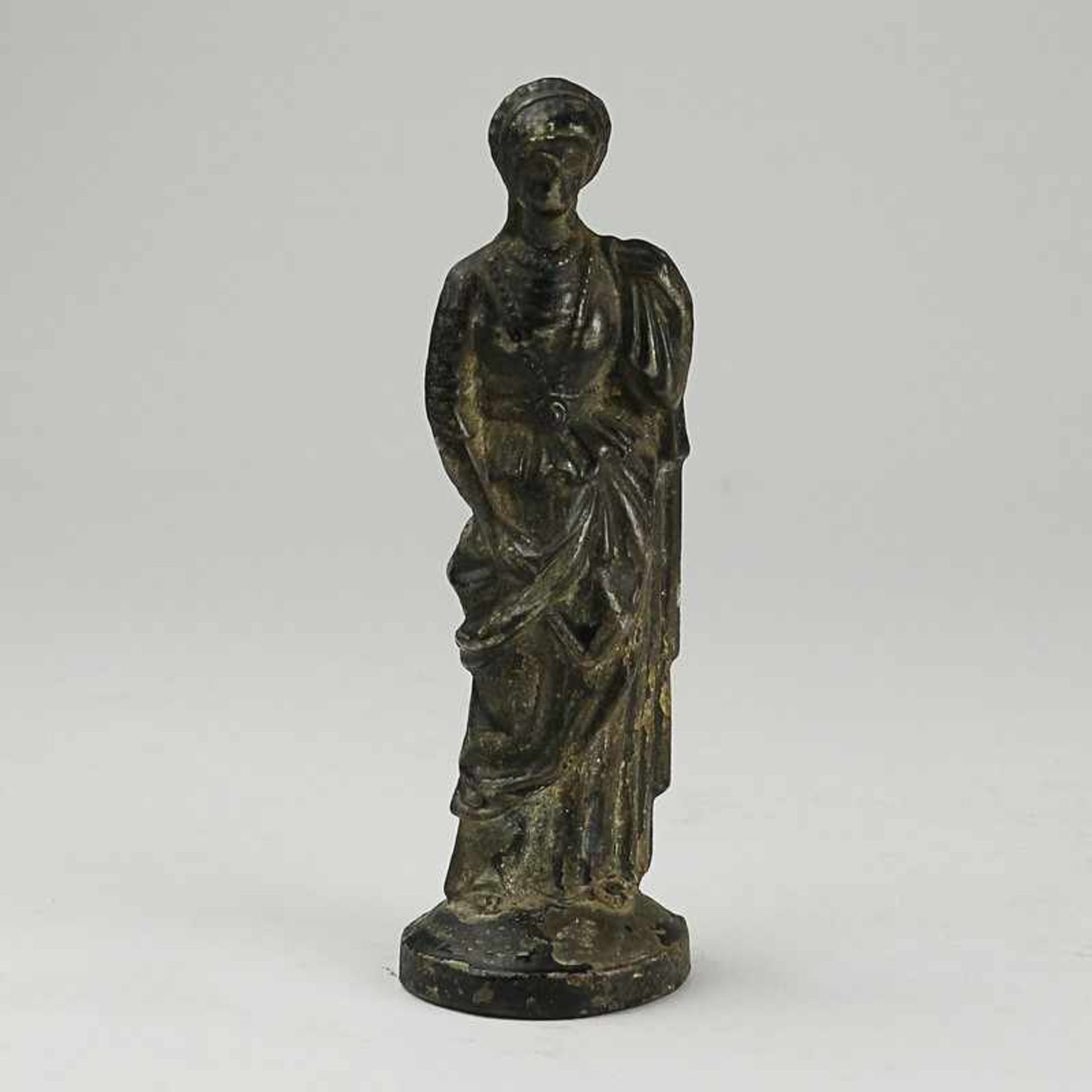 Petschaft Metall, schwarz gefasst, Damenfigur, ber., Alterssp., H ca. 9cm