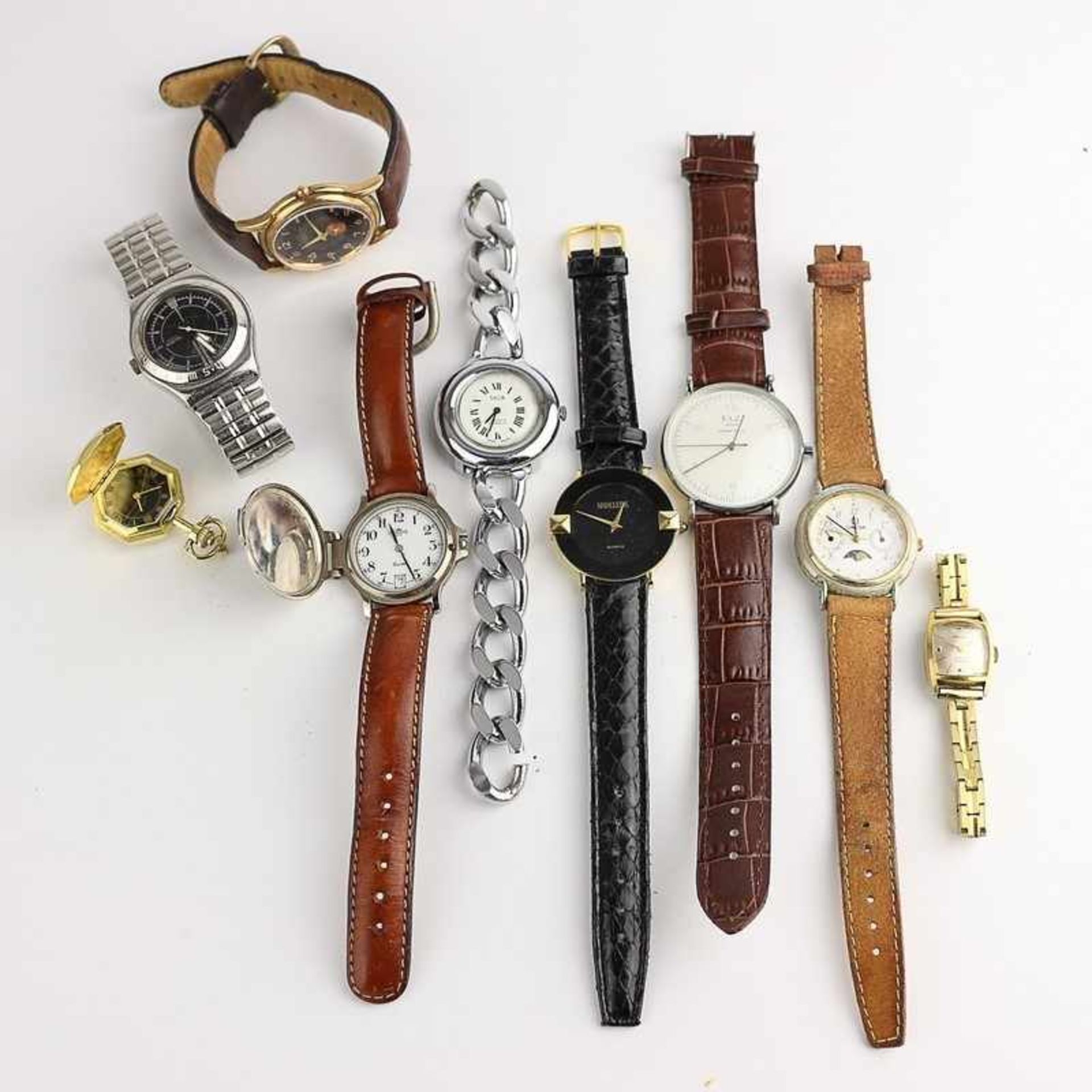 Konvolut - Damenarmbanduhren 9 St., teja, swatch, u.a., Fkt. ungepr., tlw. besch. u. starke