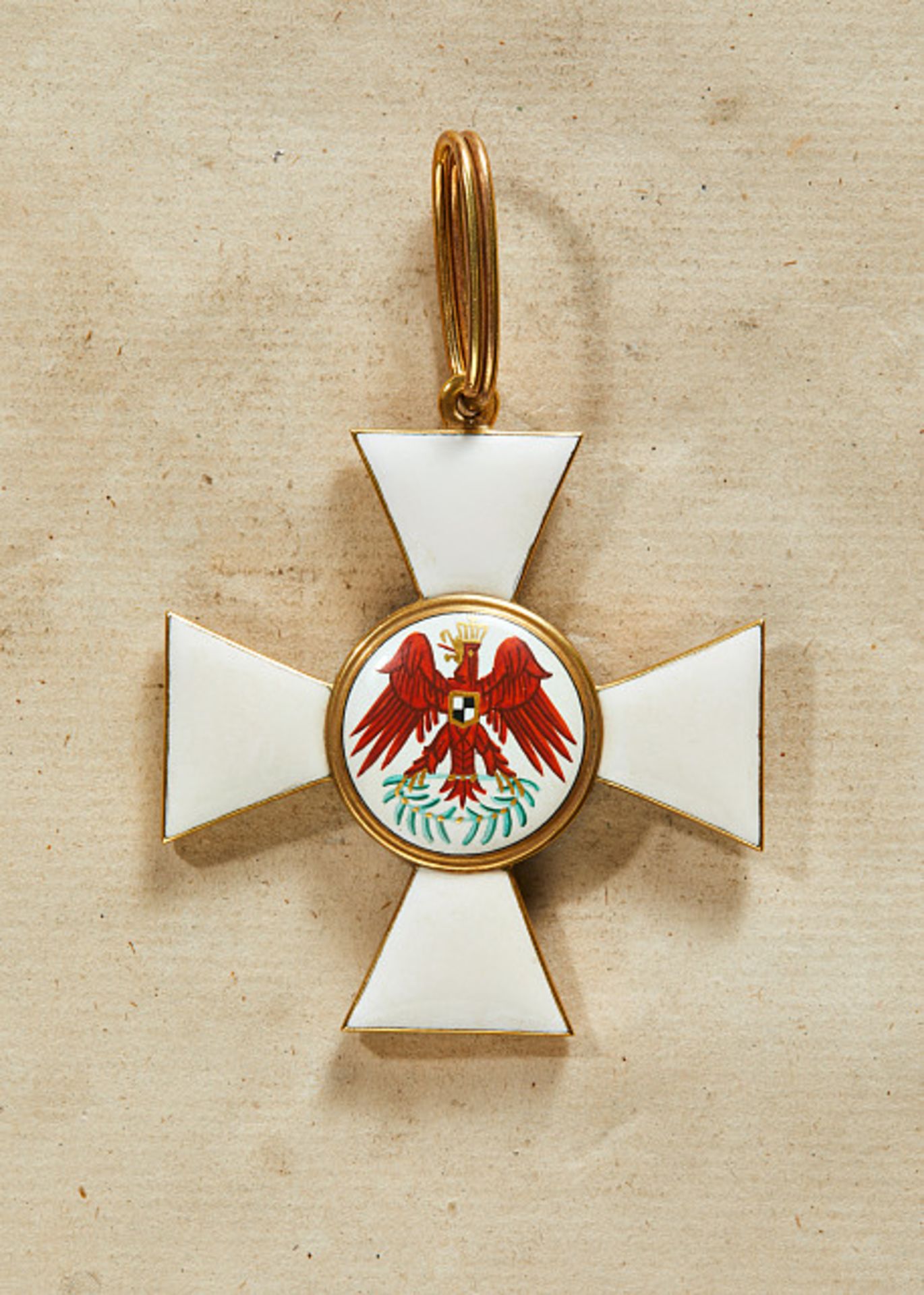 KÖNIGREICH PREUSSEN - ROTER-ADLER-ORDEN : Kreuz 2. Klasse. Gold und Emaille, an späterem Halsband.