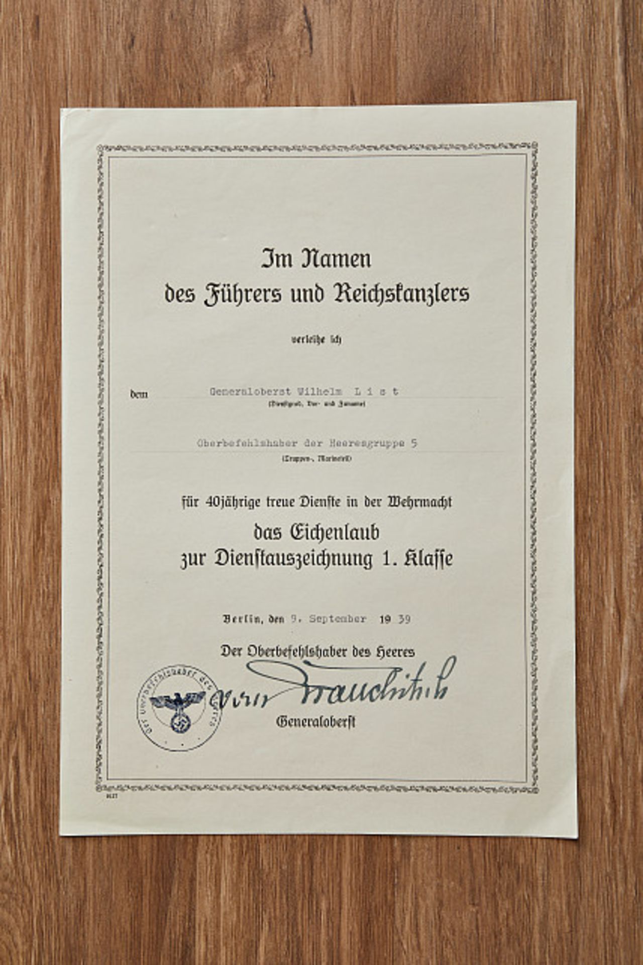 Deutsches Reich 1933 - 1945 - Heer - Generalität : Generalfeldmarschall Wilhelm List - Konvolut - Image 5 of 11