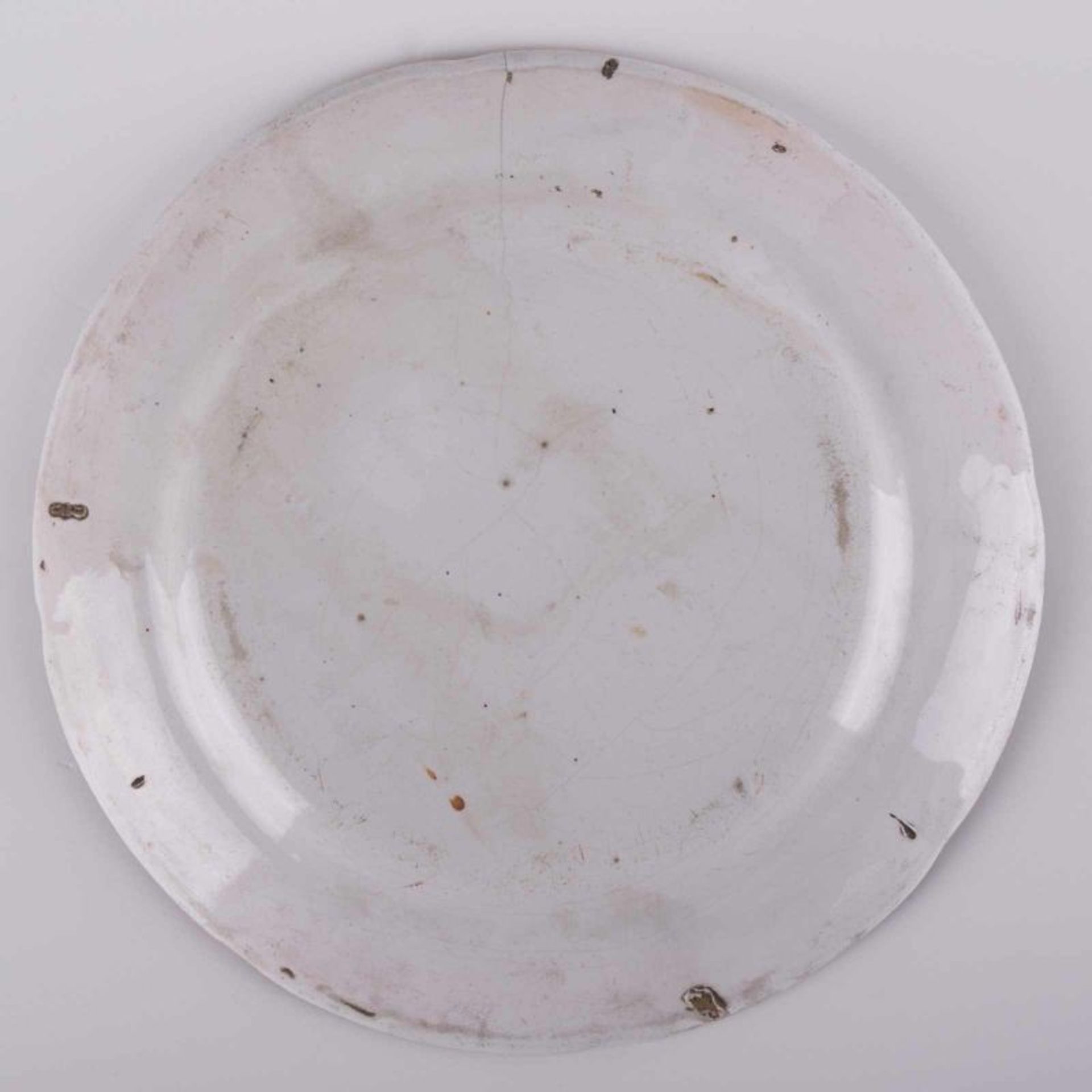 Fayence Teller 18./19. Jhd. / Faience plate, 18th/19th century - bemalt mit [...] - Bild 3 aus 4
