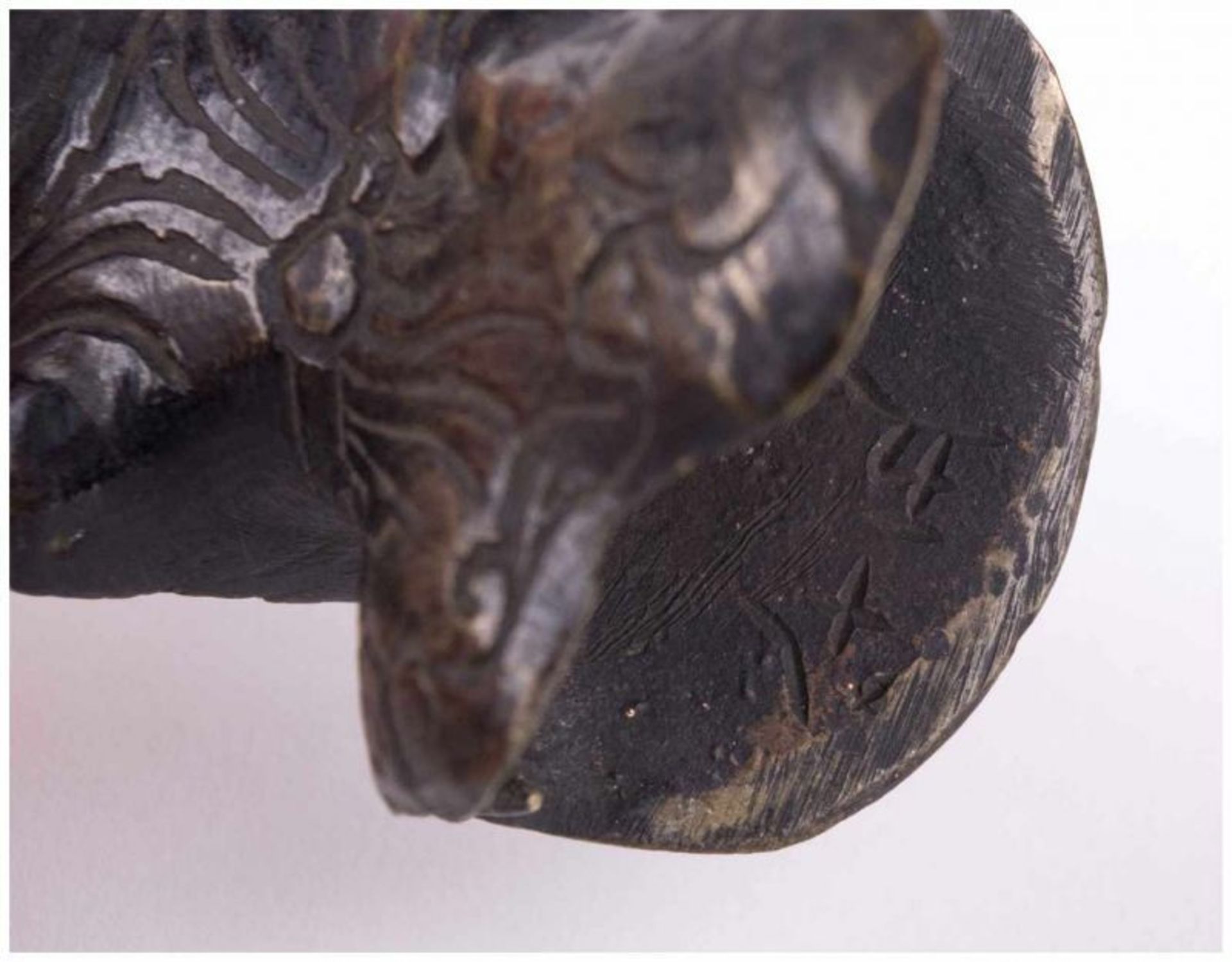 Figur China 19. Jhd. - Bronze, geistlicher auf Büffel reitend, Reiter abnehmbar, [...] - Image 6 of 10