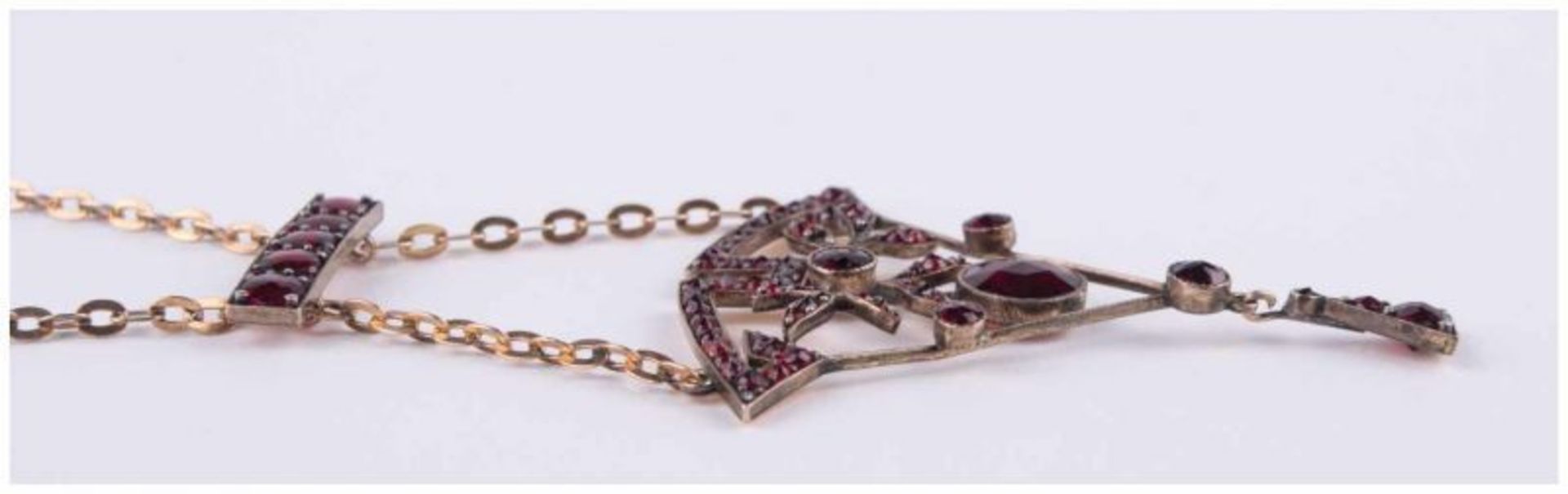 Jugendstil Granat-Collier / Art Nouveau garnet necklace - RG double, besetzt mit [...] - Image 4 of 8