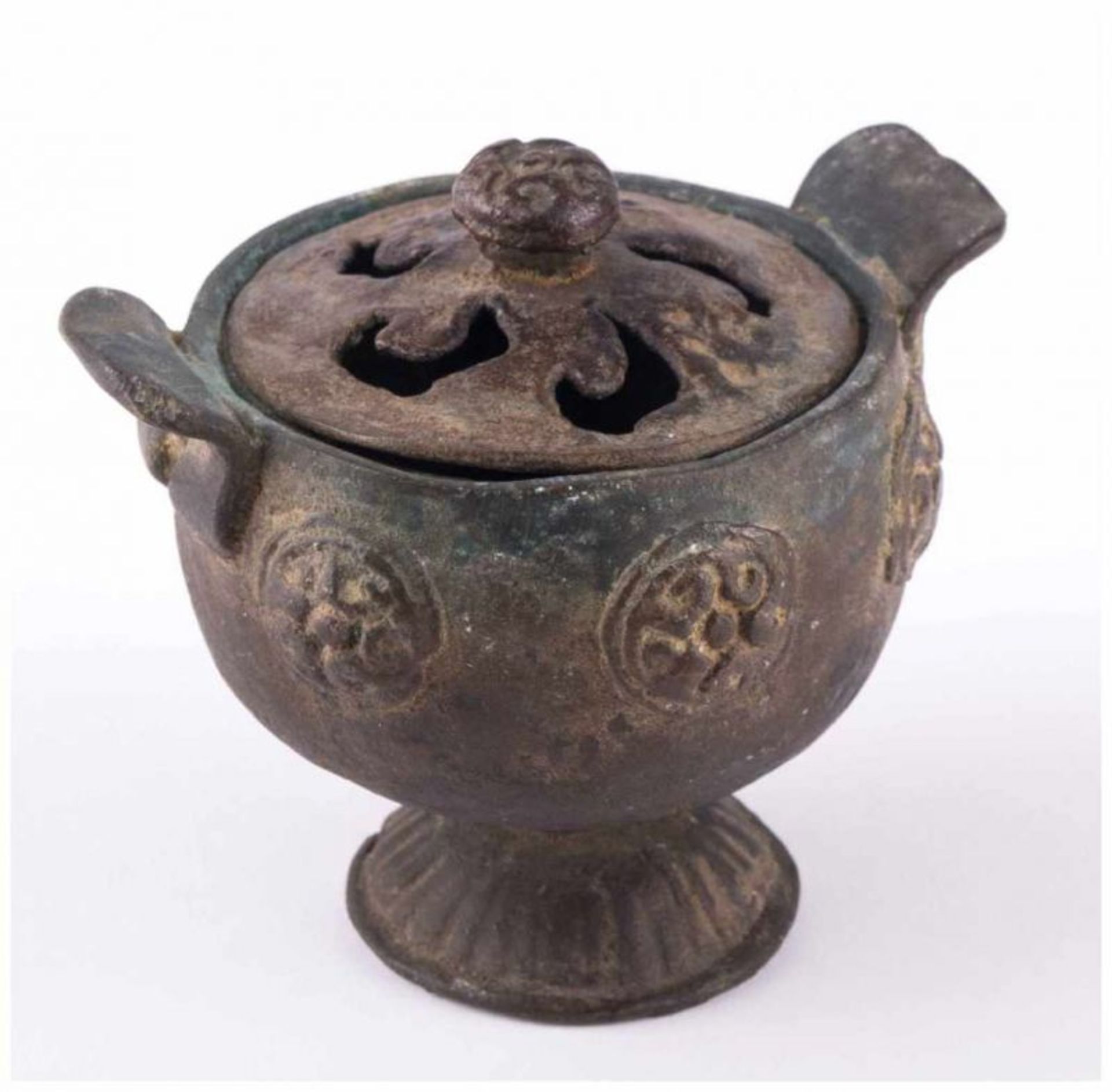 sehr altes Räuchergefäß China / old smoking vessel, China - Bronze, umlaufend [...] - Image 3 of 10