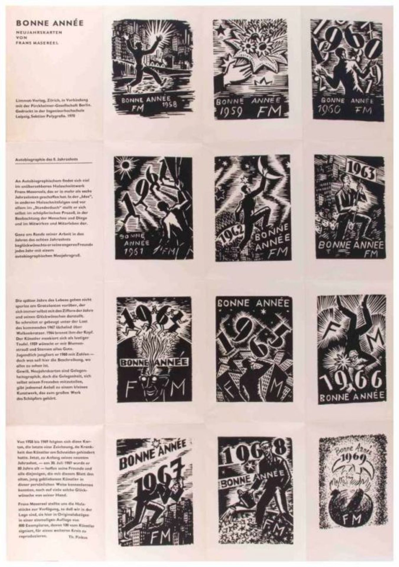 Bonne Année - Neujahrskarten von Frans Masereel - "Neujahrsgrüße von 1958-1969" [...] - Image 2 of 6