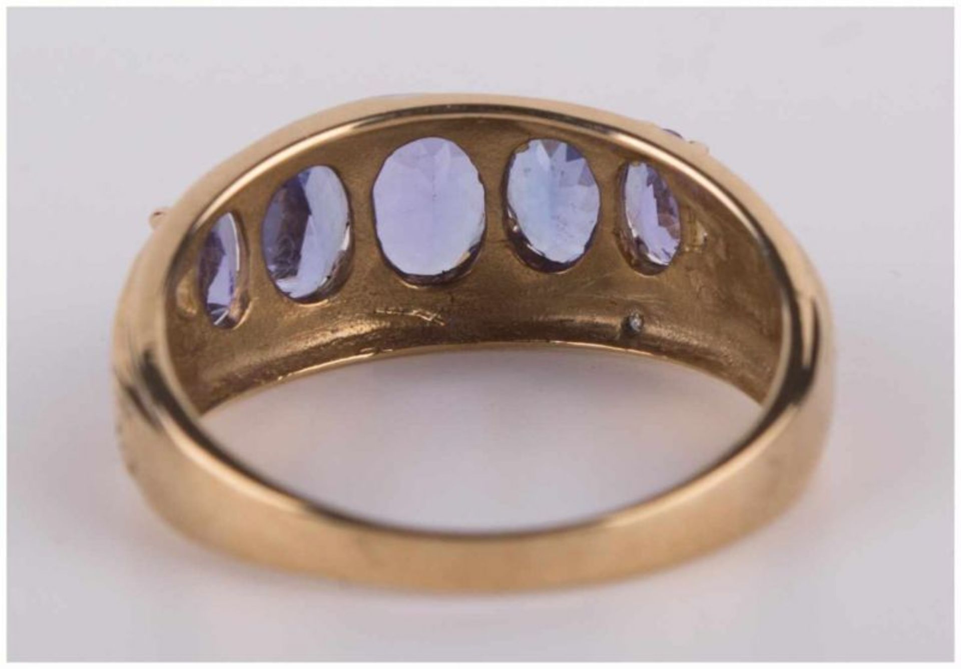 Tansanitring / Tanzanite gold ring - GG 375/000, besetzt mit 5 Steinen zusammen [...] - Bild 4 aus 8