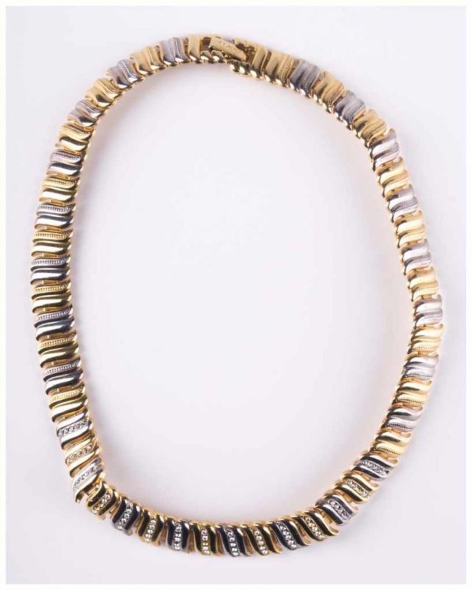Modeschmuck Collier / Costume jewellery necklace - Vergoldung in Bicolor, mit [...] - Bild 2 aus 8