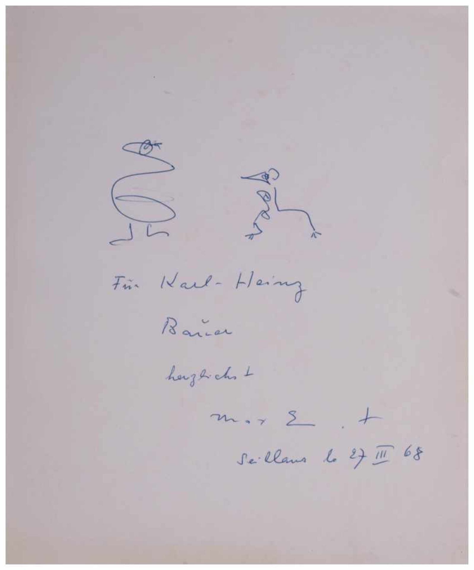 Max ERNST (1891-1976) "Figurinen" Zeichnung-Kugelschreiber, 22,5 cm x 19,6 cm, unten rechts signiert