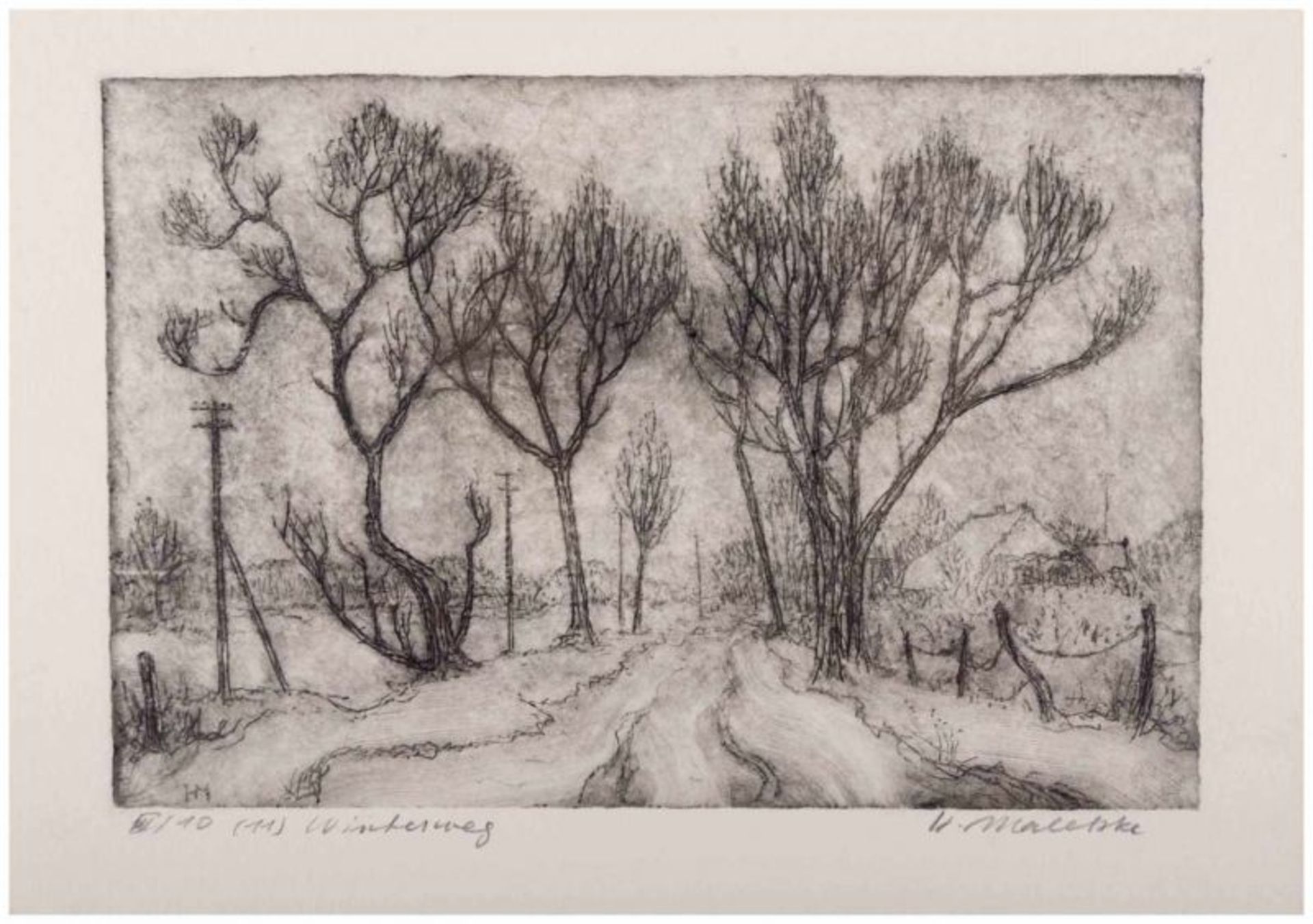 Helmut MALETZKE (1920) - "Winterweg" - Grafik-Multiple-Radierung, ca. 24 cm x 31 [...] - Image 2 of 8
