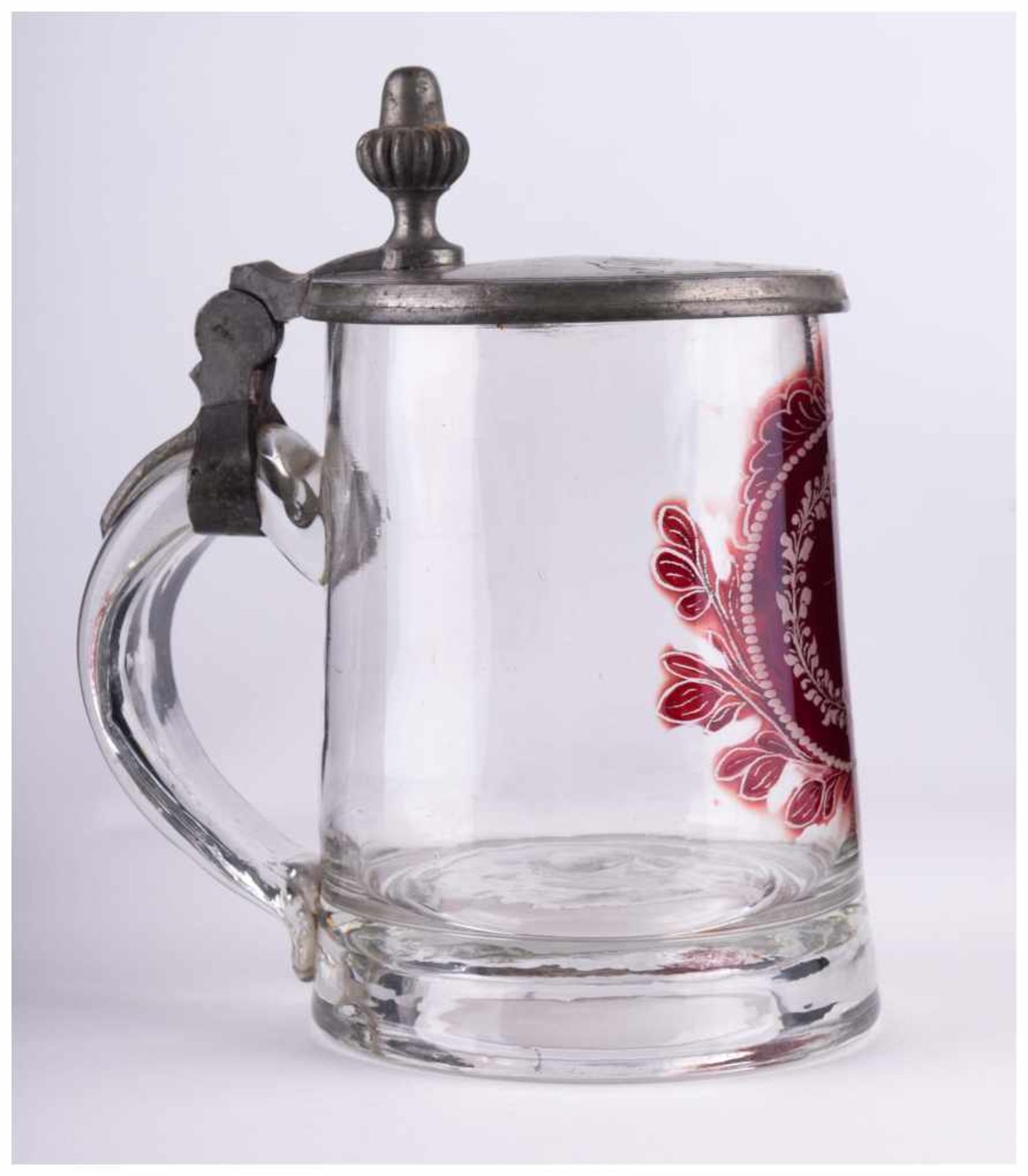 Bierkrug um 1856 / Beer tankard, about 1856 - Glas, 1/2 L, schauseitig mit [...]