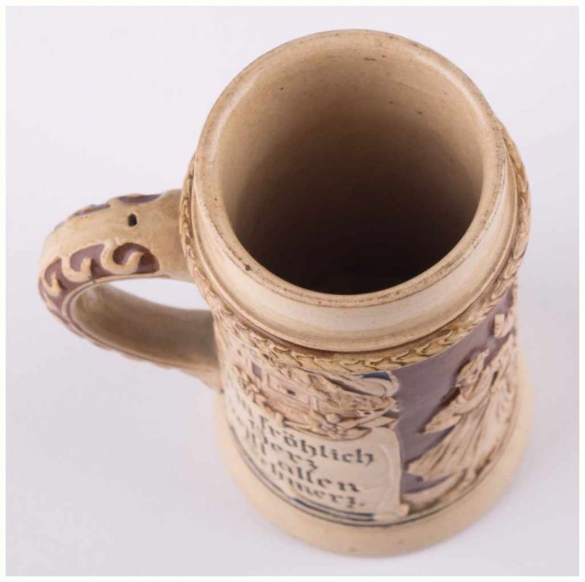 Bierkrug um 1900 / Beer tankard, about 1900 - 1/4 L, mit Sinnspruch-ein fröhlich [...] - Image 5 of 8