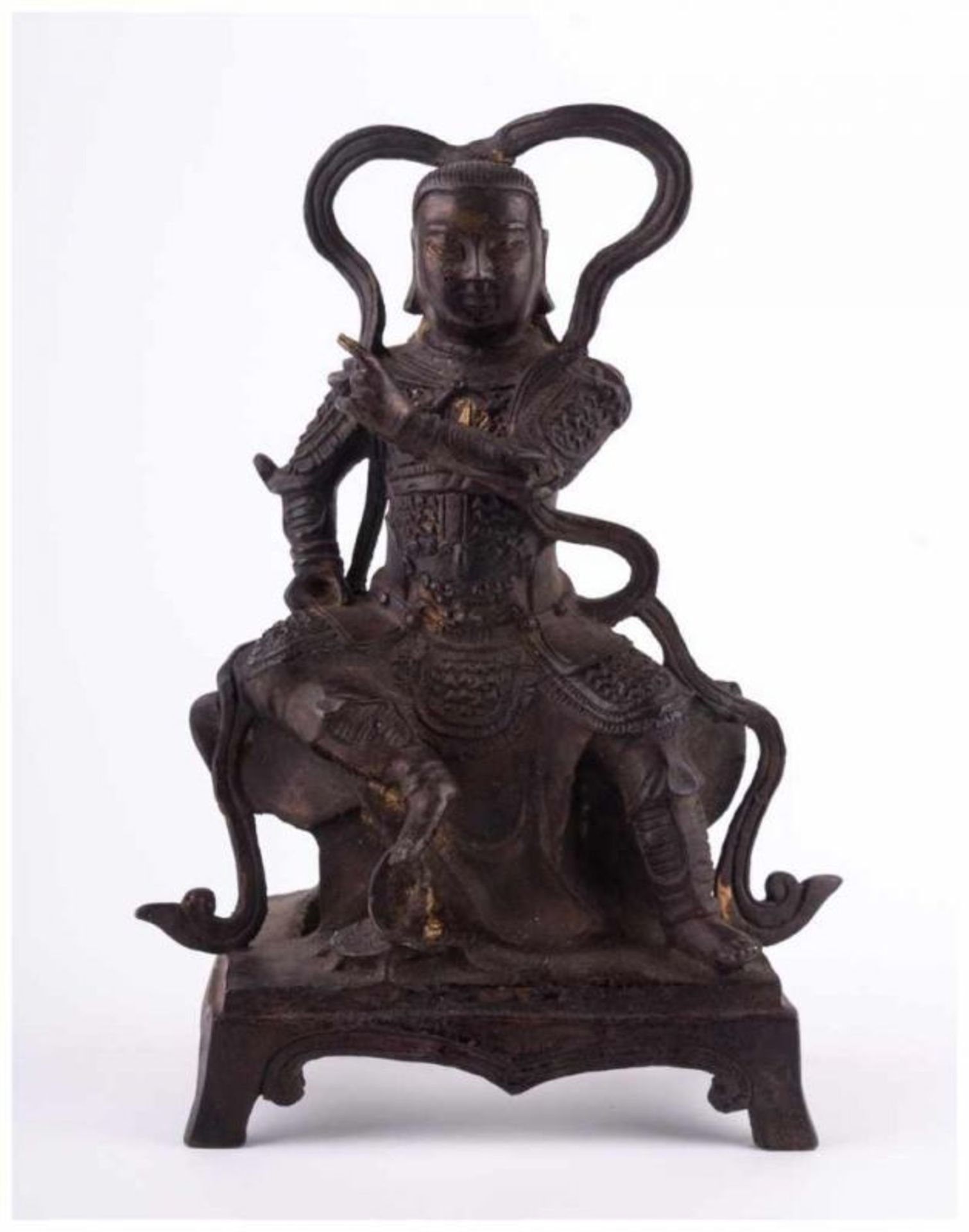 Alte Skulptur China / Old sculpture, China - Bronze, braun Patina mit Resten alter [...] - Image 2 of 14