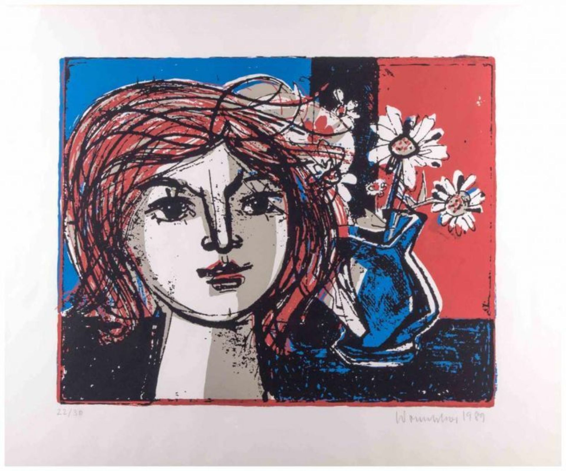 Walter WOMACKA (1925-2010) - "Mädchen mit Blumenvase" - Grafik-Multiple, [...] - Image 2 of 10