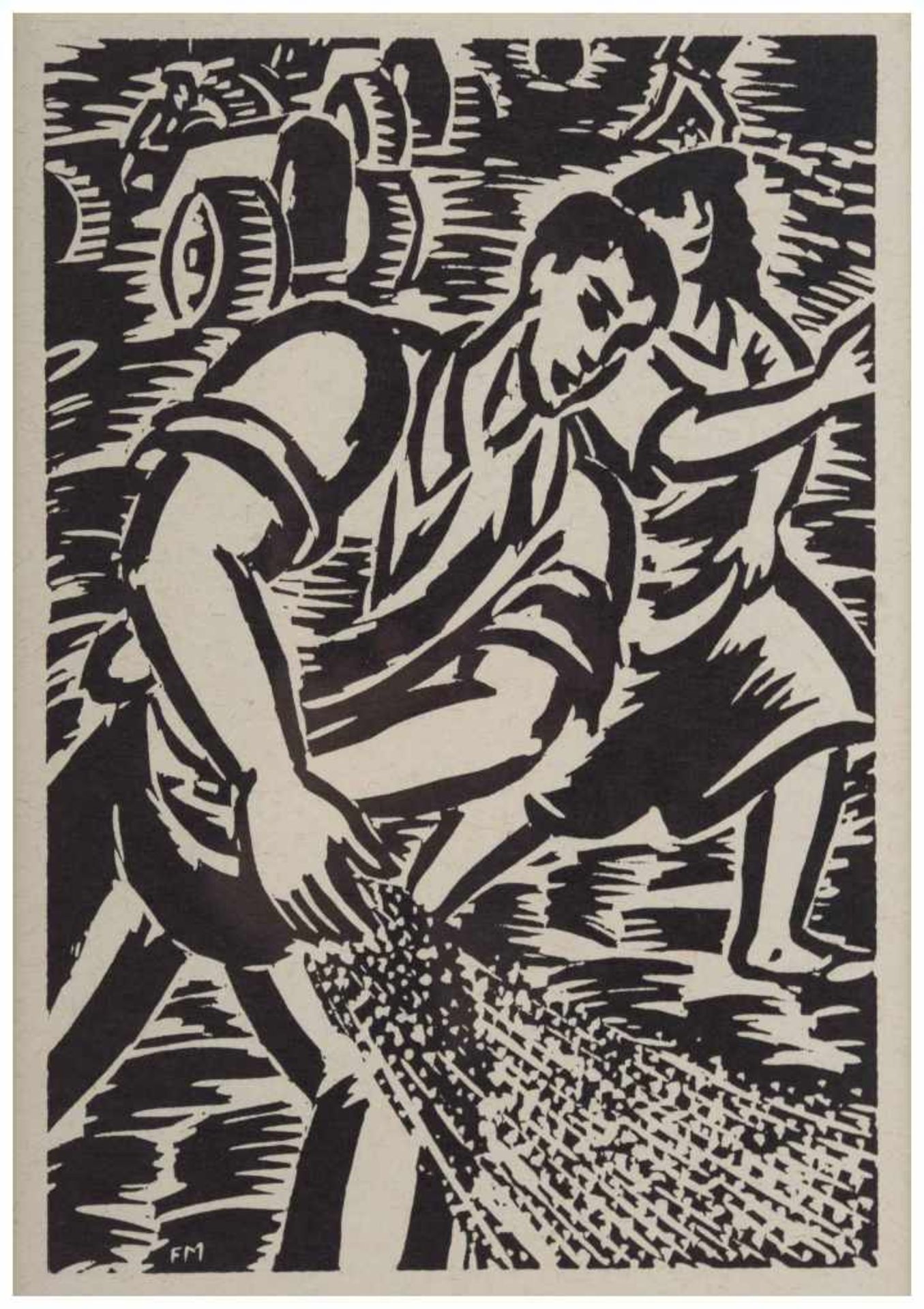 Frans MASEREEL (1889-1972) - "bei der Ernte" - Grafik-Multiple-Holzschnitt, [...]