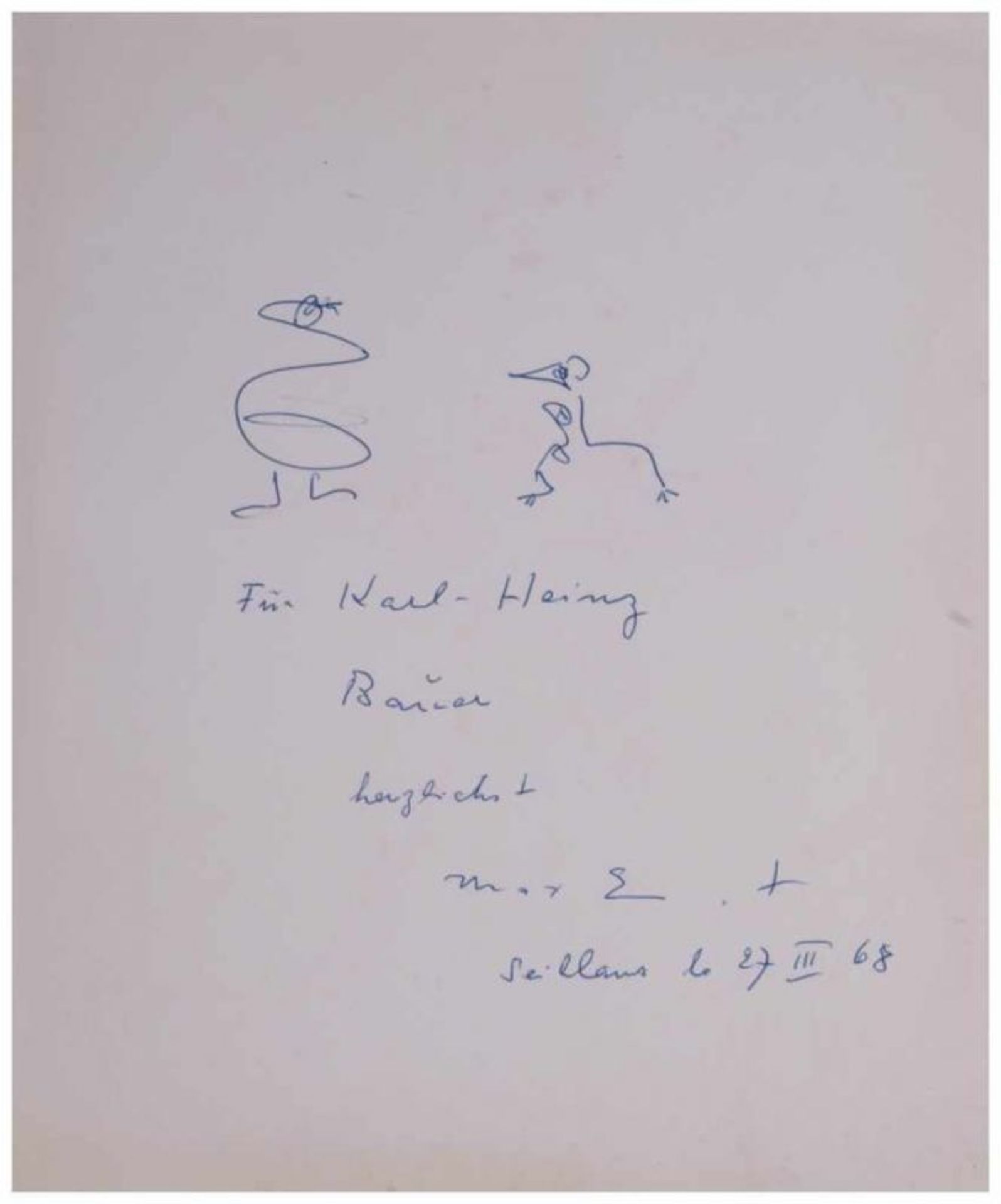 Max ERNST (1891-1976) "Figurinen" Zeichnung-Kugelschreiber, 22,5 cm x 19,6 cm, unten rechts signiert - Image 2 of 6