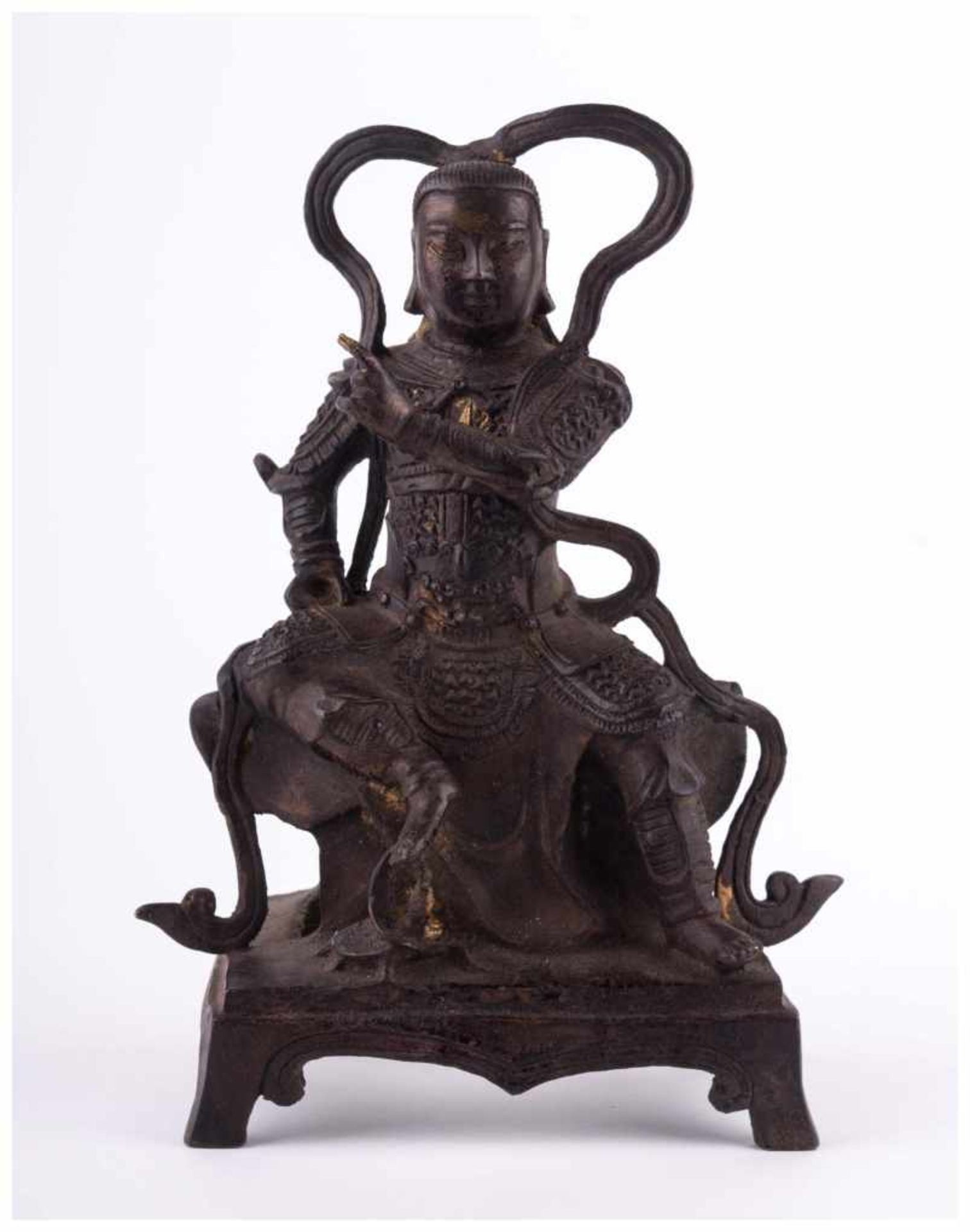 Alte Skulptur China / Old sculpture, China - Bronze, braun Patina mit Resten alter [...]