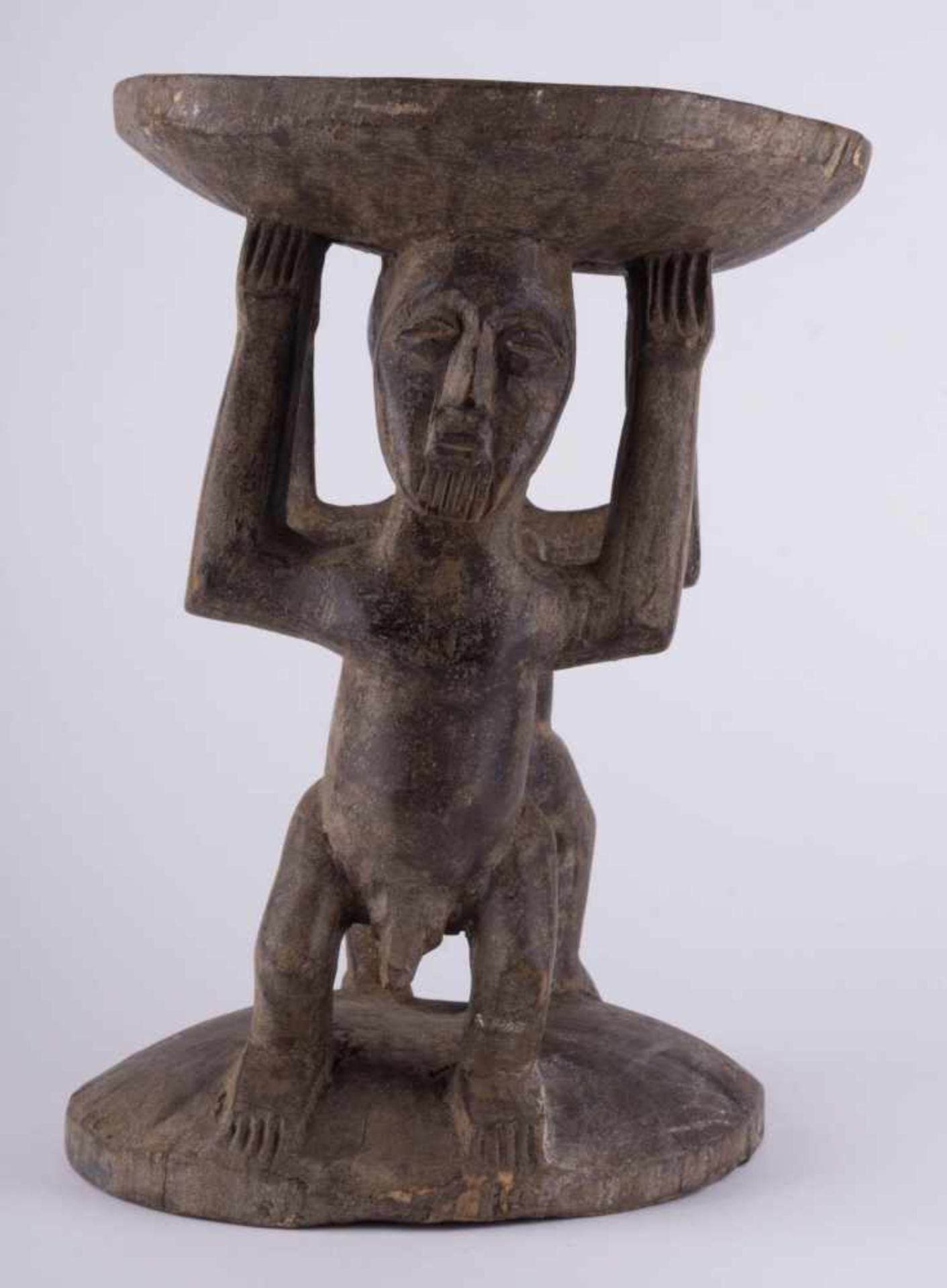 Hocker Afrika / Stool, Africa Holz, geschnitzt, H: 37 cm, Ø 26 cm carved wood, height: 37 cm - Bild 3 aus 5