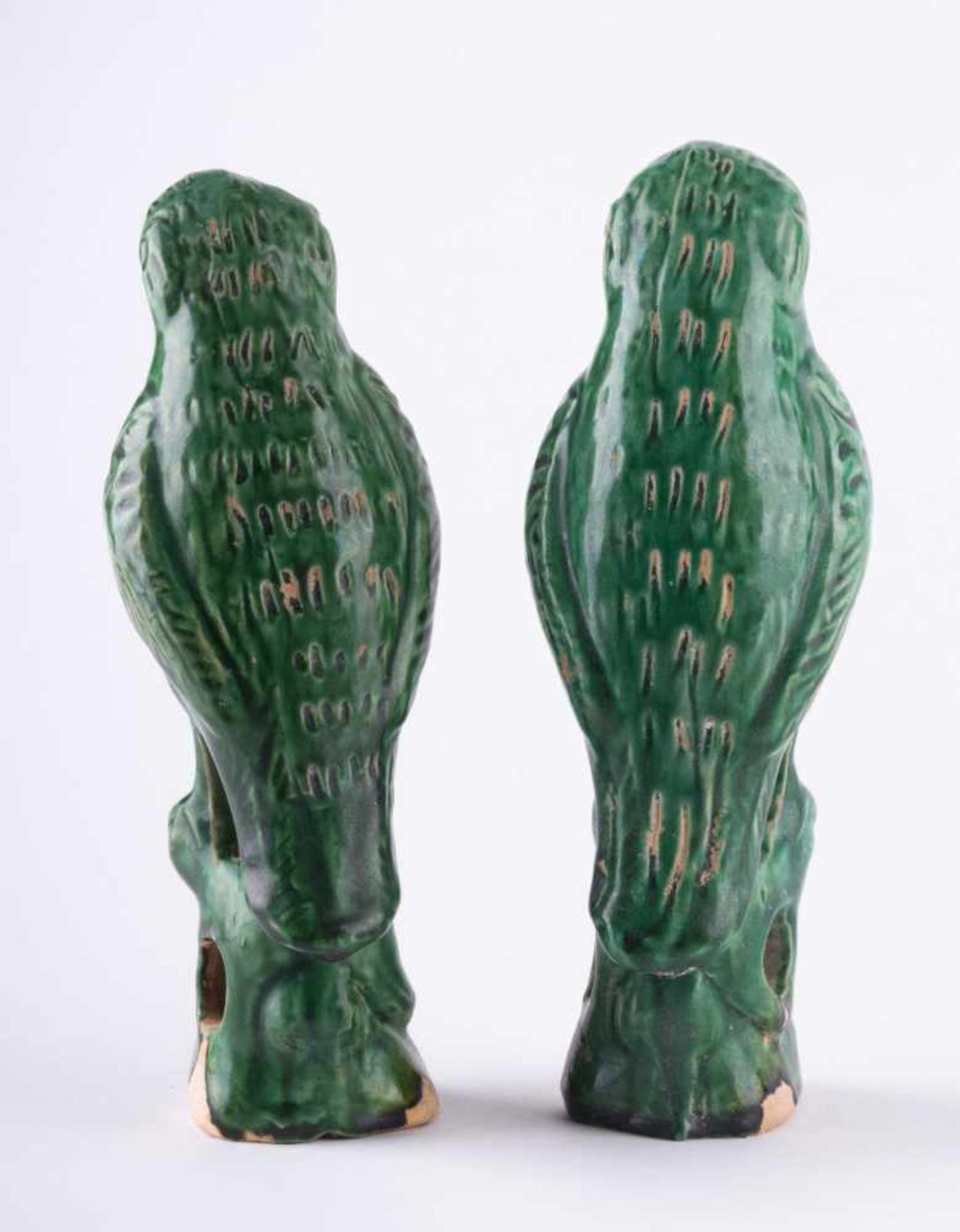 Paar Papageien China 19/20. Jhd. / A pair of parrots China, 19th/20th century Keramik, grün - Bild 2 aus 5