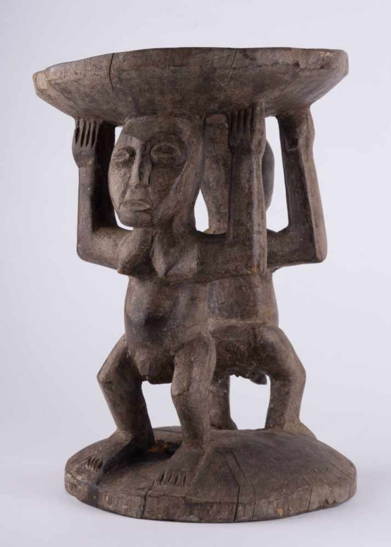 Hocker Afrika / Stool, Africa Holz, geschnitzt, H: 37 cm, Ø 26 cm carved wood, height: 37 cm - Bild 4 aus 5