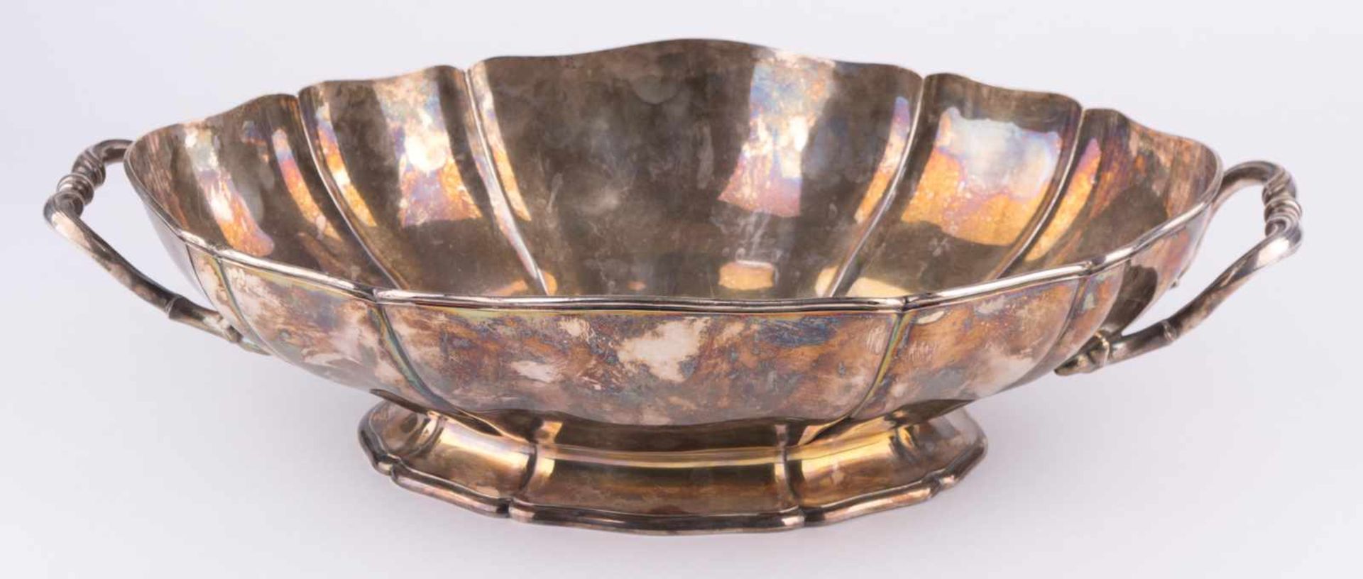 große Silberschale Tezler / Large silver bowl, Tezler Silber 925/000, mit seitlichen Handhaben, 12,5