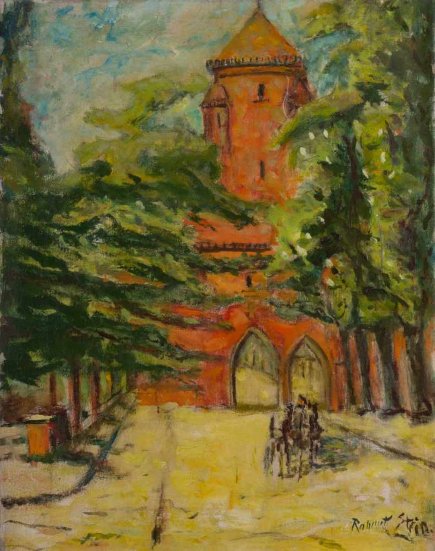 Robert STEIN (XIX) "Eingangstor einer Stadt" Gemälde Öl/Leinwand, 49 cm x 38,5 cm, rechts unten