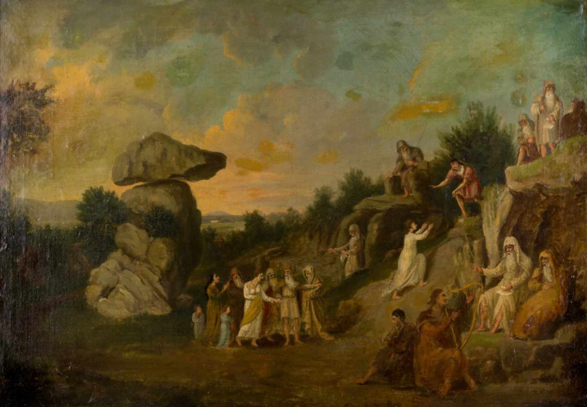 Deutscher Künstler um 1800 / German painter, about 1800 "vielfigürlichebiblische Szene" Gemälde Öl/