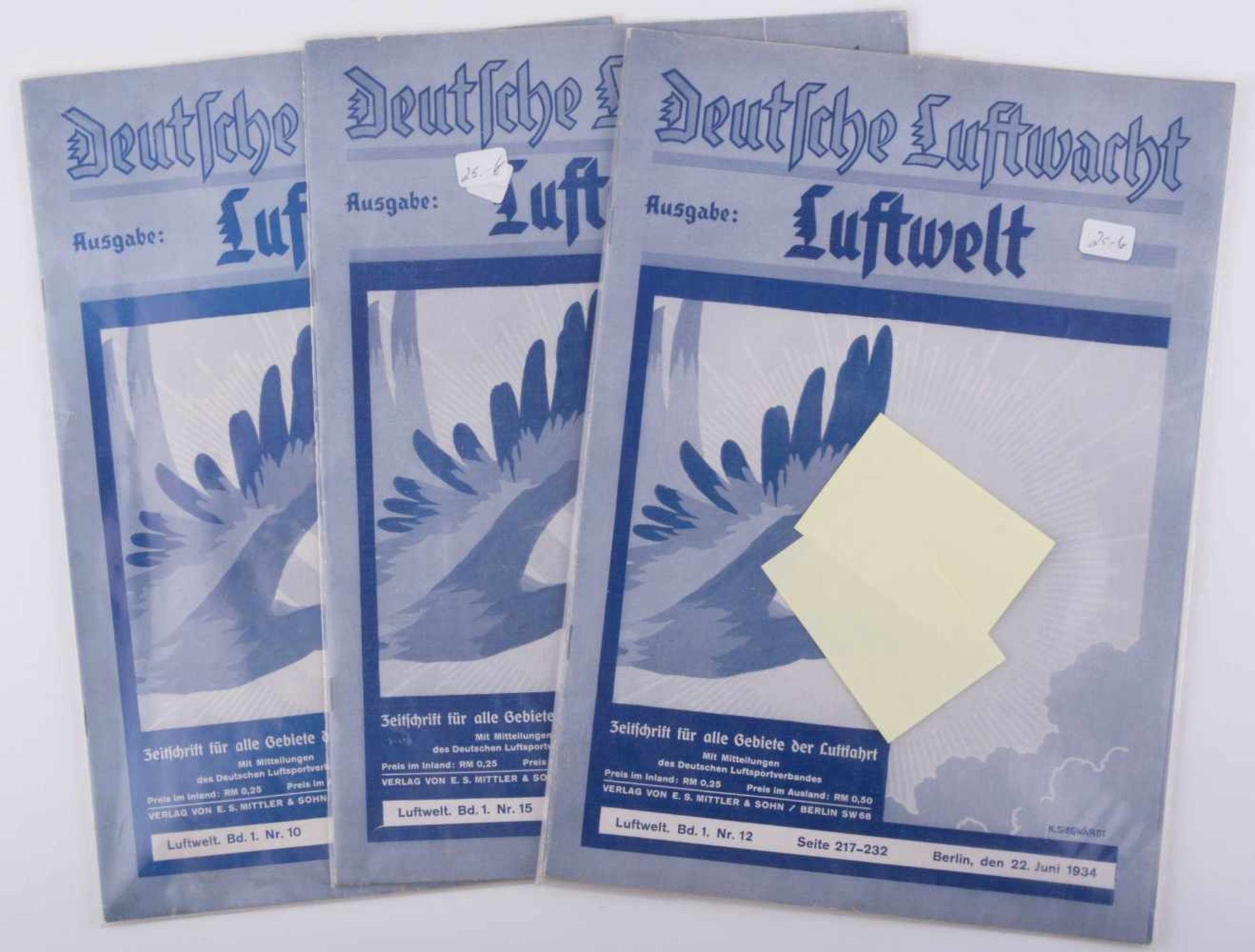 Konvolut "Deutsche Luftwacht-Luftwelt" 3 Hefte, alle gut erhalten