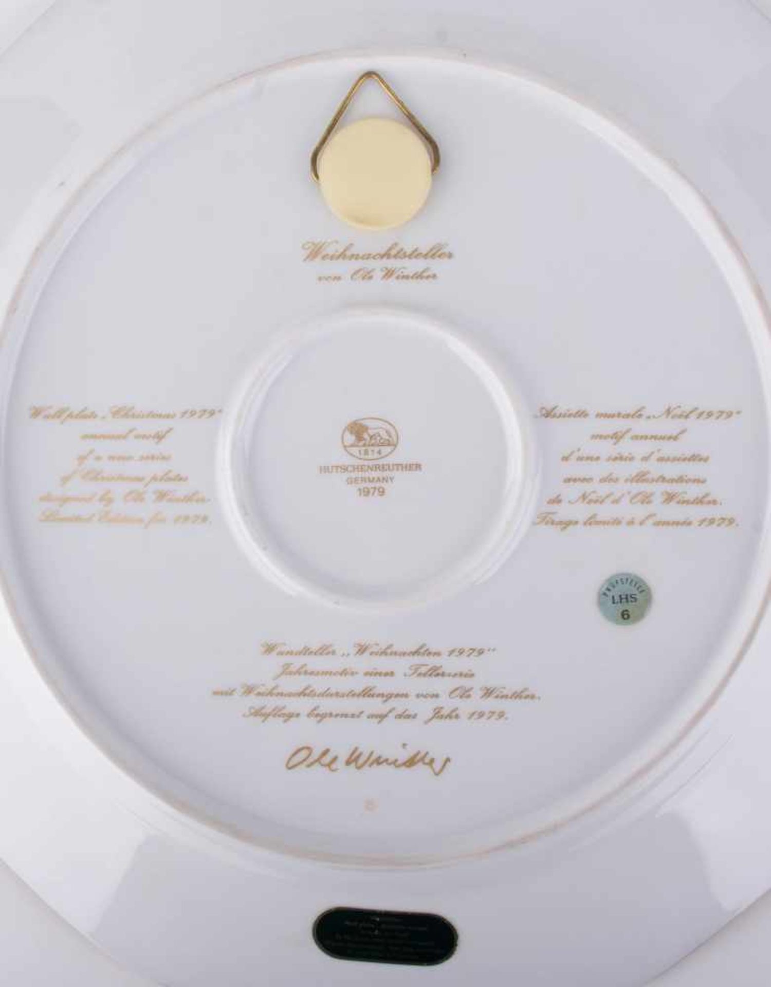 Weihnachtsteller 1979 Hutschenreuther Ole Winther / Christmas plate "Winter Poesie" octagonale Form, - Bild 8 aus 9