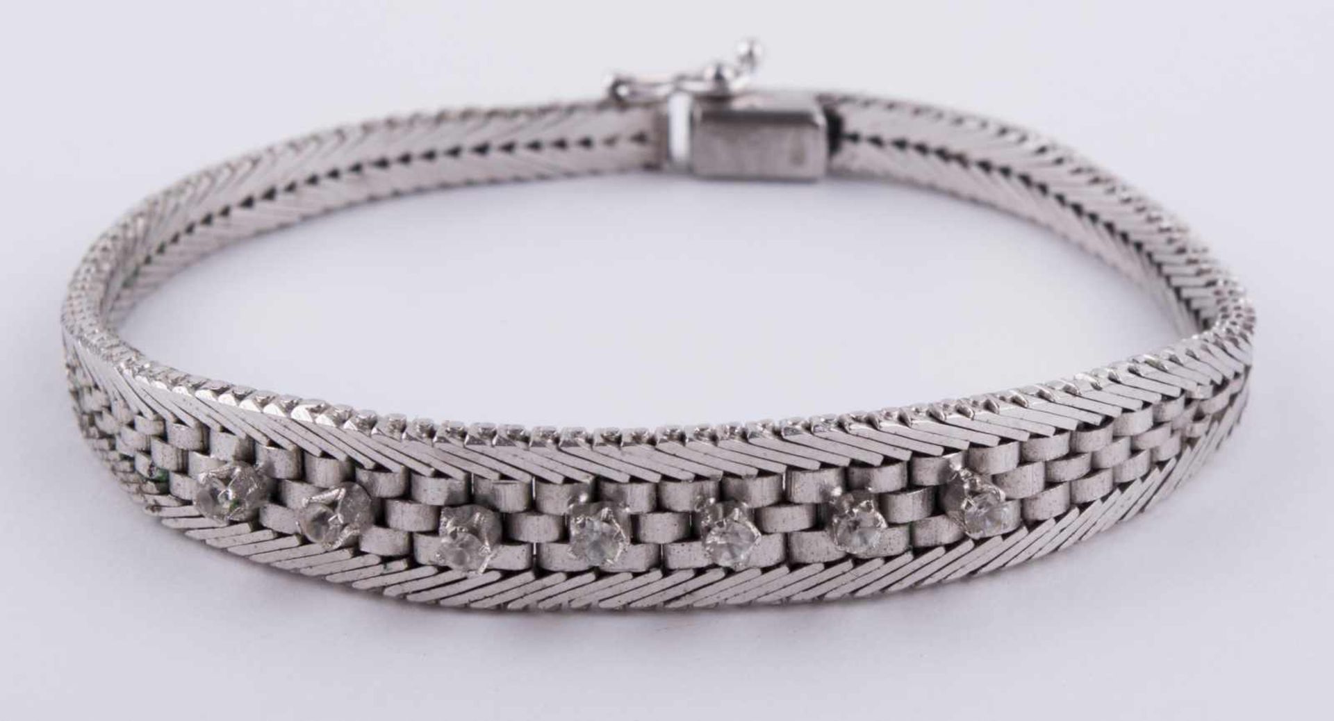 Brillant Silberarmband / Brilliant silver necklace Silber 835/000, mit 7 kleinen Brillanten, L: