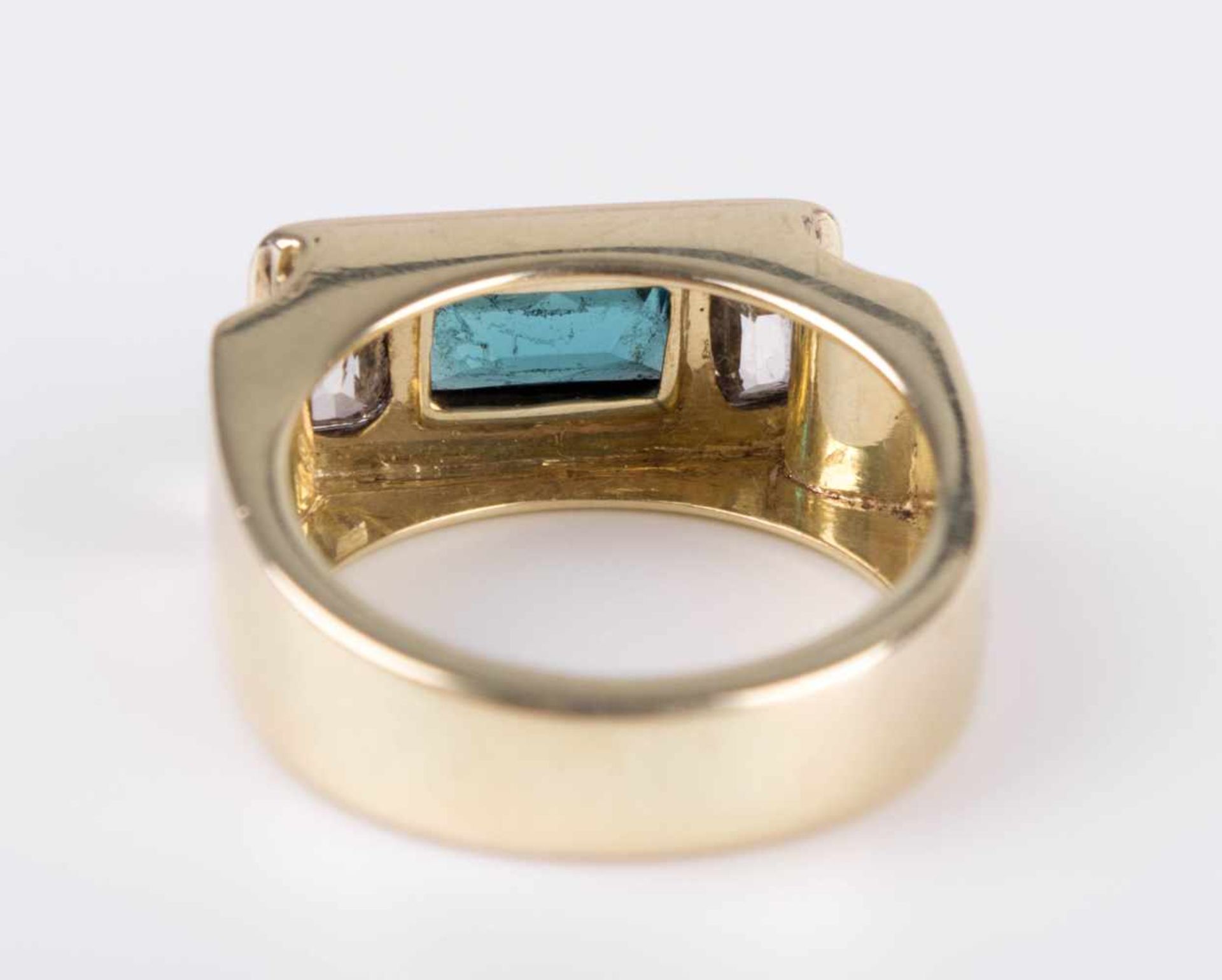 Aquamarin-Diamantring / Aquamarine-diamond ring GG 585/000, Aquamarin ca. 2 ct, 2 Diamanten im - Bild 8 aus 10